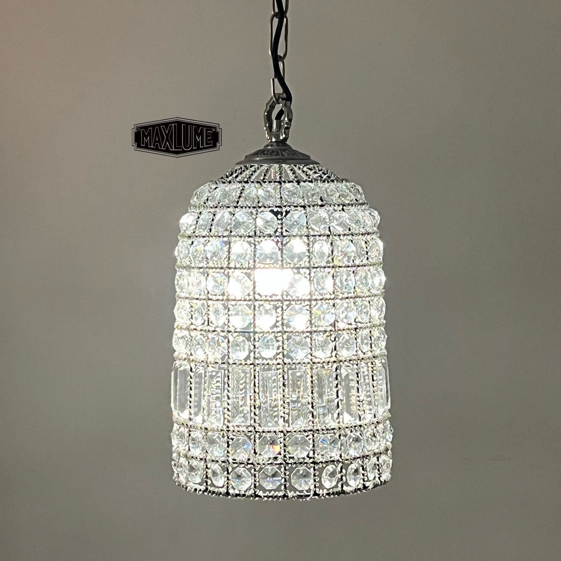Bixley ~ French Glass Bird Cage Luxury Chandelier Light Dining Room Ceiling Pendant 9.5 Inch