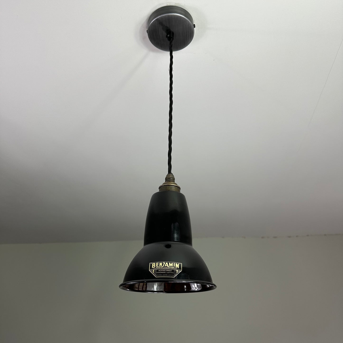 Alby ~ Midnight Black Shade Pendant Set Light | Ceiling Dining Room | Kitchen Table | Vintage Edison Filament Bulb | 6 Inch