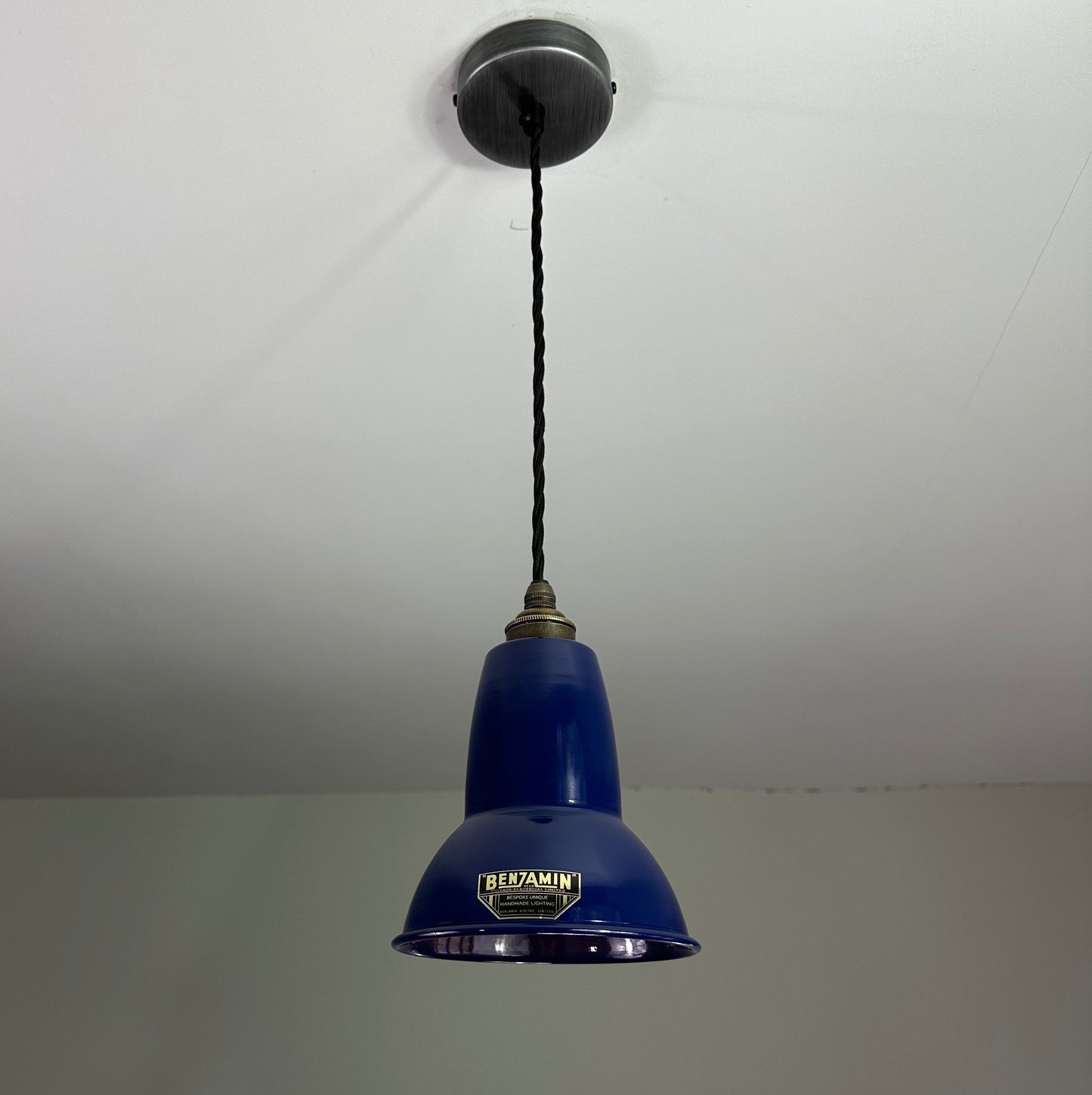 Alby ~ Navy Blue Shade Pendant Set Light | Ceiling Dining Room | Kitchen Table | Vintage Edison Filament Bulb | 6 Inch