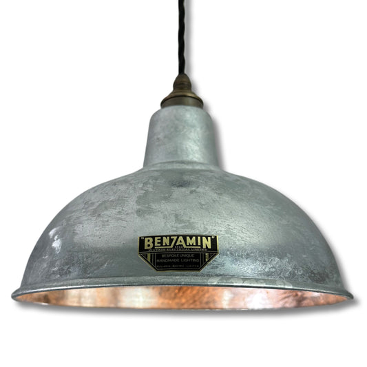 Salthouse ~ Galvanised Solid Steel Industrial Shade Pendant Set Light | Ceiling Dining Room | Kitchen Table | Vintage Filament Bulb 10 Inch