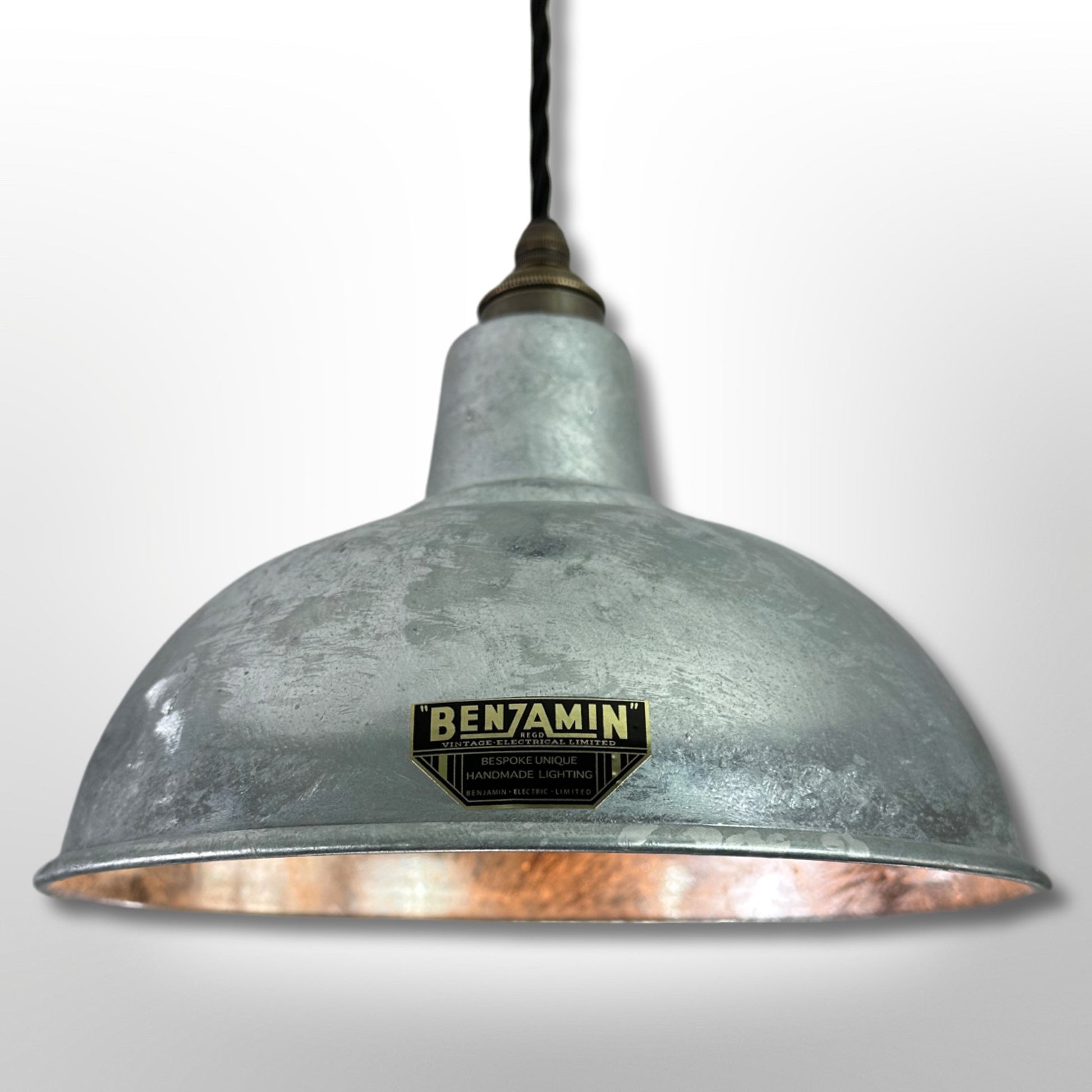 Salthouse ~ Galvanised Solid Steel Industrial Shade Pendant Set Light | Ceiling Dining Room | Kitchen Table | Vintage Filament Bulb 10 Inch