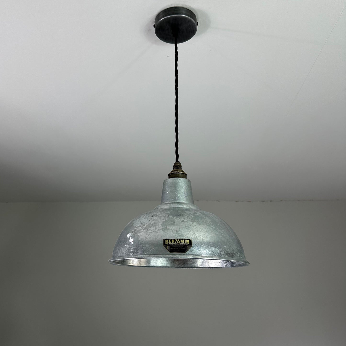 Salthouse ~ Galvanised Solid Steel Industrial Shade Pendant Set Light | Ceiling Dining Room | Kitchen Table | Vintage Filament Bulb 10 Inch