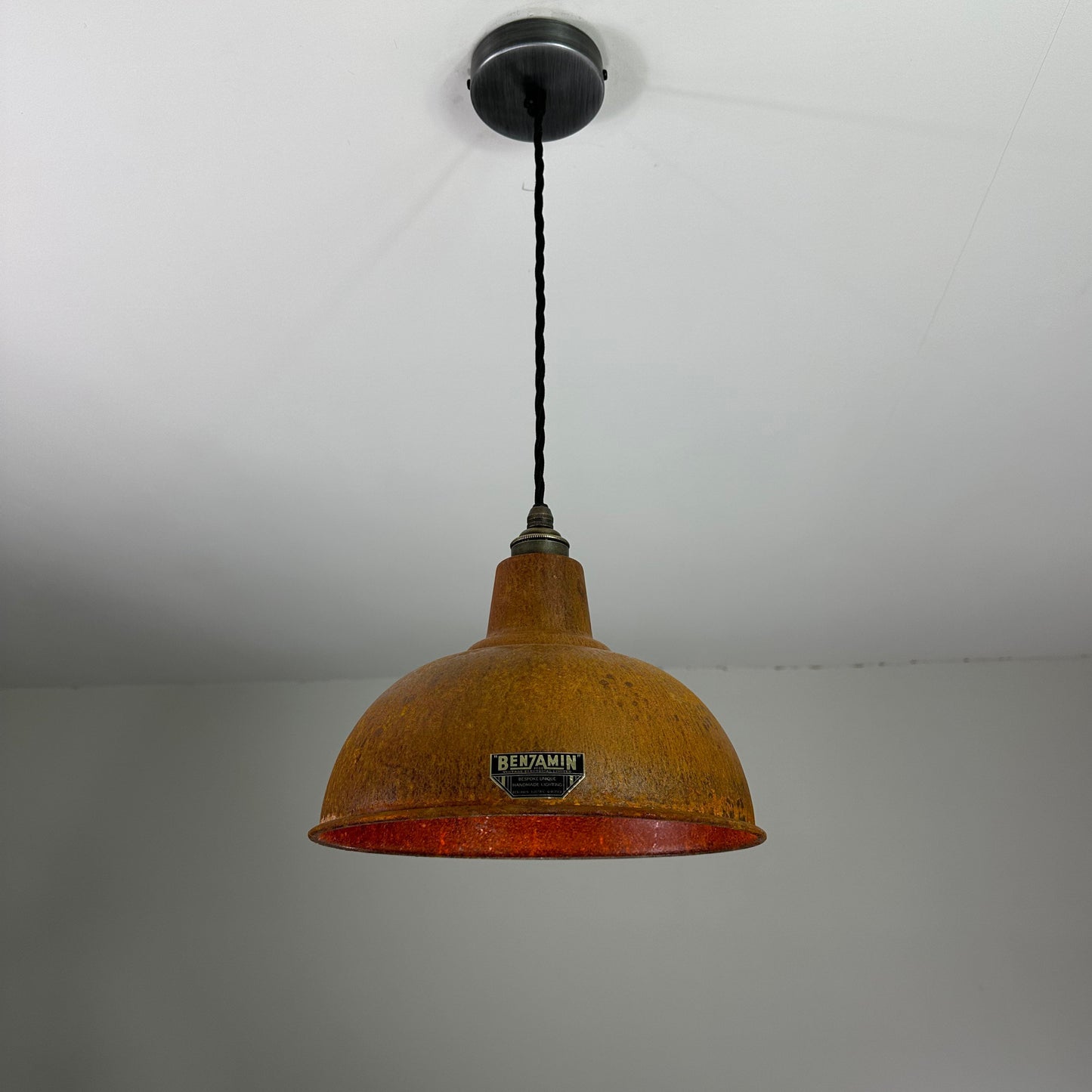 Salthouse ~ Solid Rusted Industrial Steel Shade Pendant Set Light | Ceiling Dining Room | Kitchen Table | Vintage Filament Bulb 10 Inch