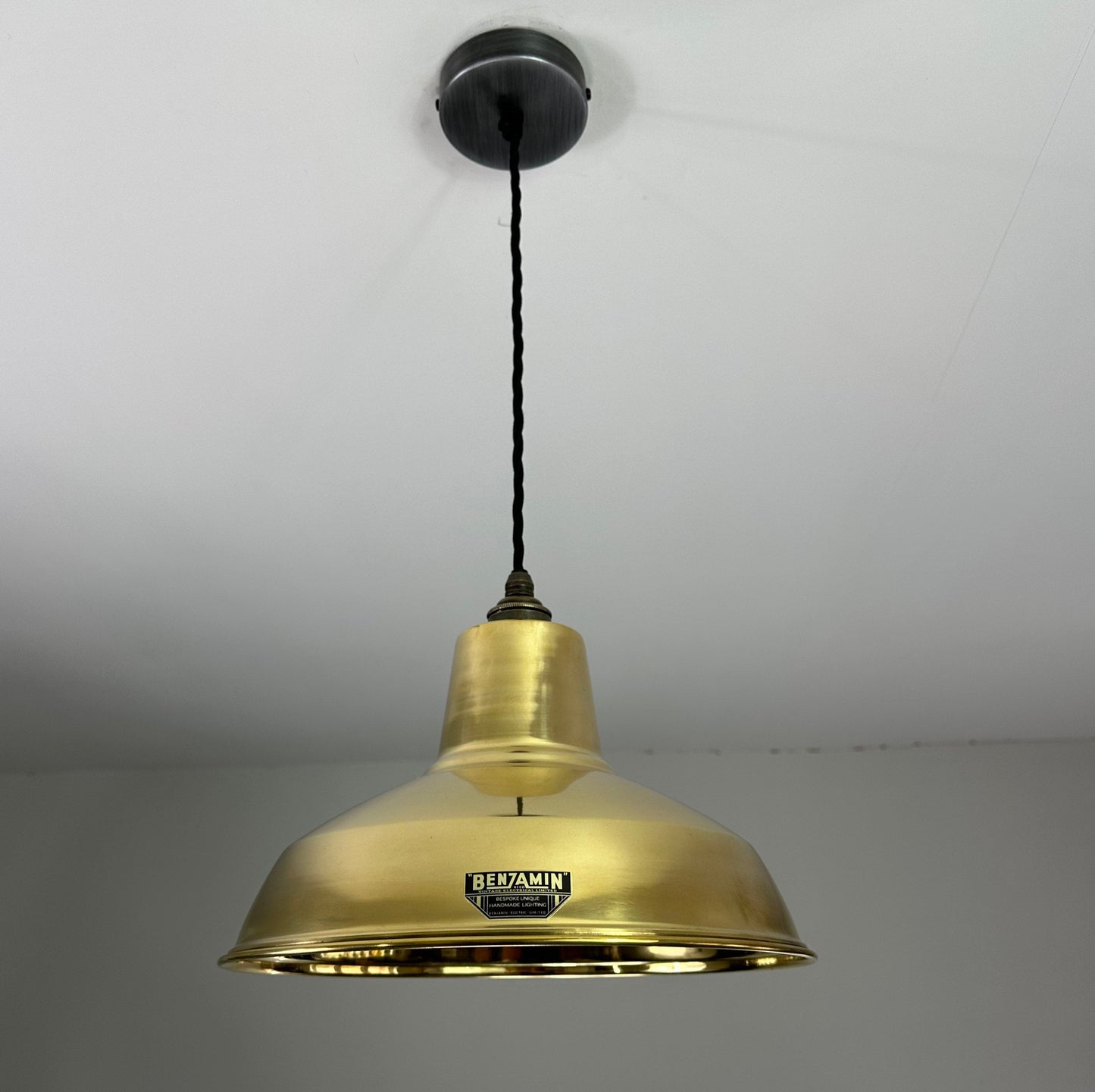 Filby ~ Genuine Solid Brass Reflector Shade Pendant Set Light ~ 12.5 Inch