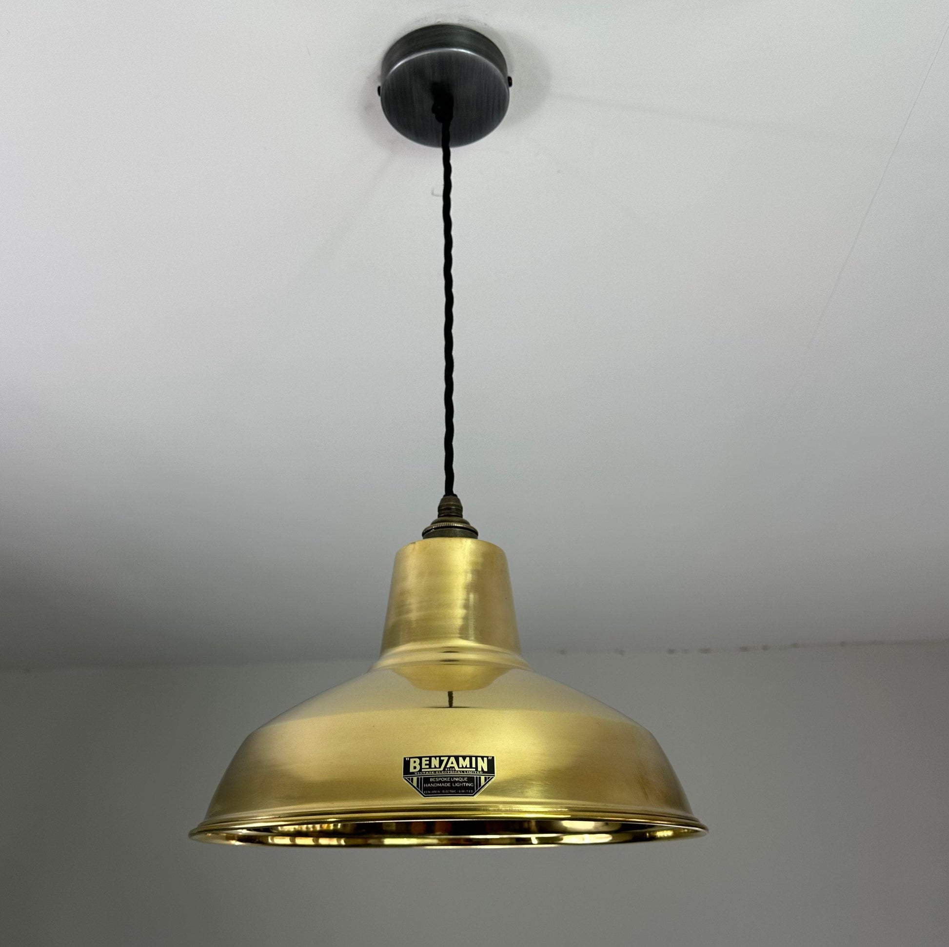 Filby ~ Genuine Solid Brass Reflector Shade Pendant Set Light ~ 12.5 Inch
