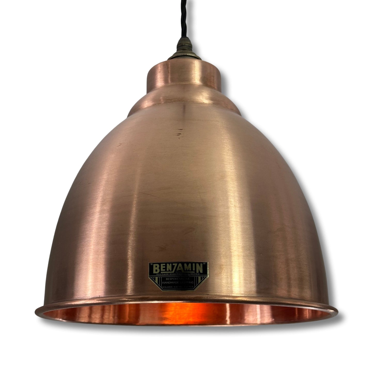 Brooke ~ Antique Copper Industrial Shade Pendant Set Light | Ceiling Dining Room | Kitchen Table | Vintage 1 x Edison Filament Bulb