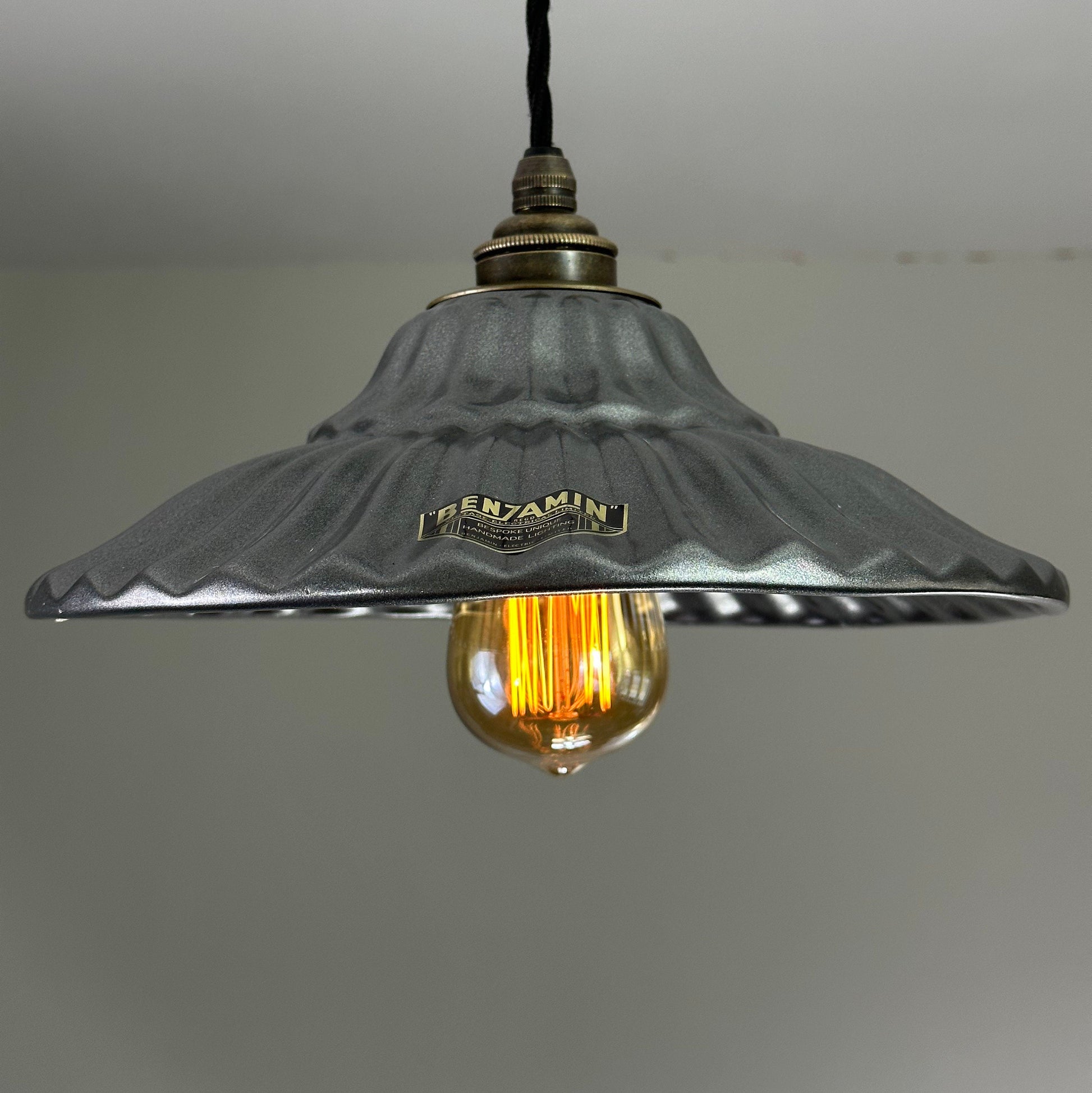 Lenwade ~ Pewter Grey Ceramic Shade Light Ceiling Dining Room Kitchen Table Vintage Edison Filament Lamps Pendant Odette
