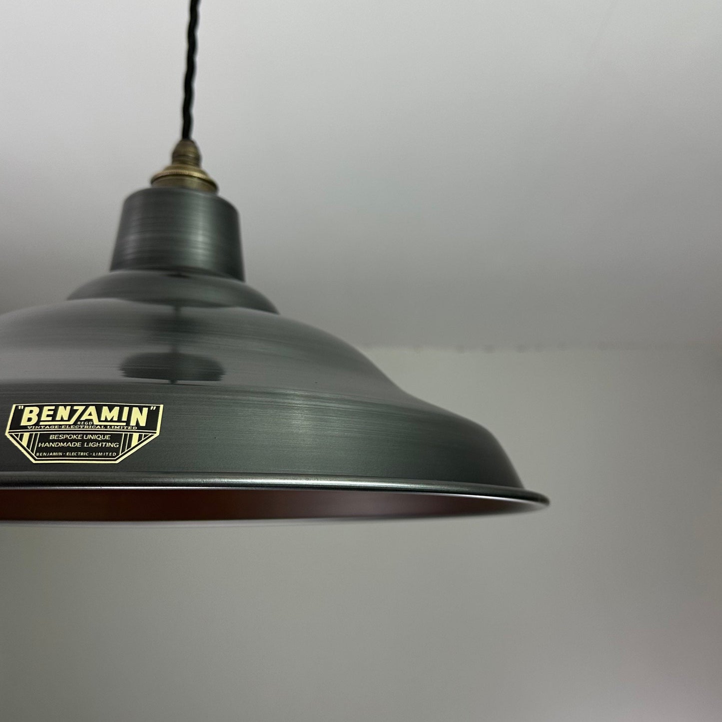 Bawsey ~ Pewter Industrial factory shade light ceiling dining room kitchen table vintage edison filament lamps pendant 16 Inch