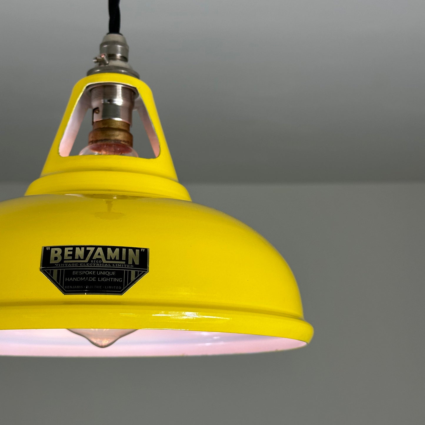 Cawston Small ~ Yellow Solid Industrial 1932 Design Shade Pendant Set Light | Ceiling Dining Room | Kitchen Table | Vintage 9 Inch