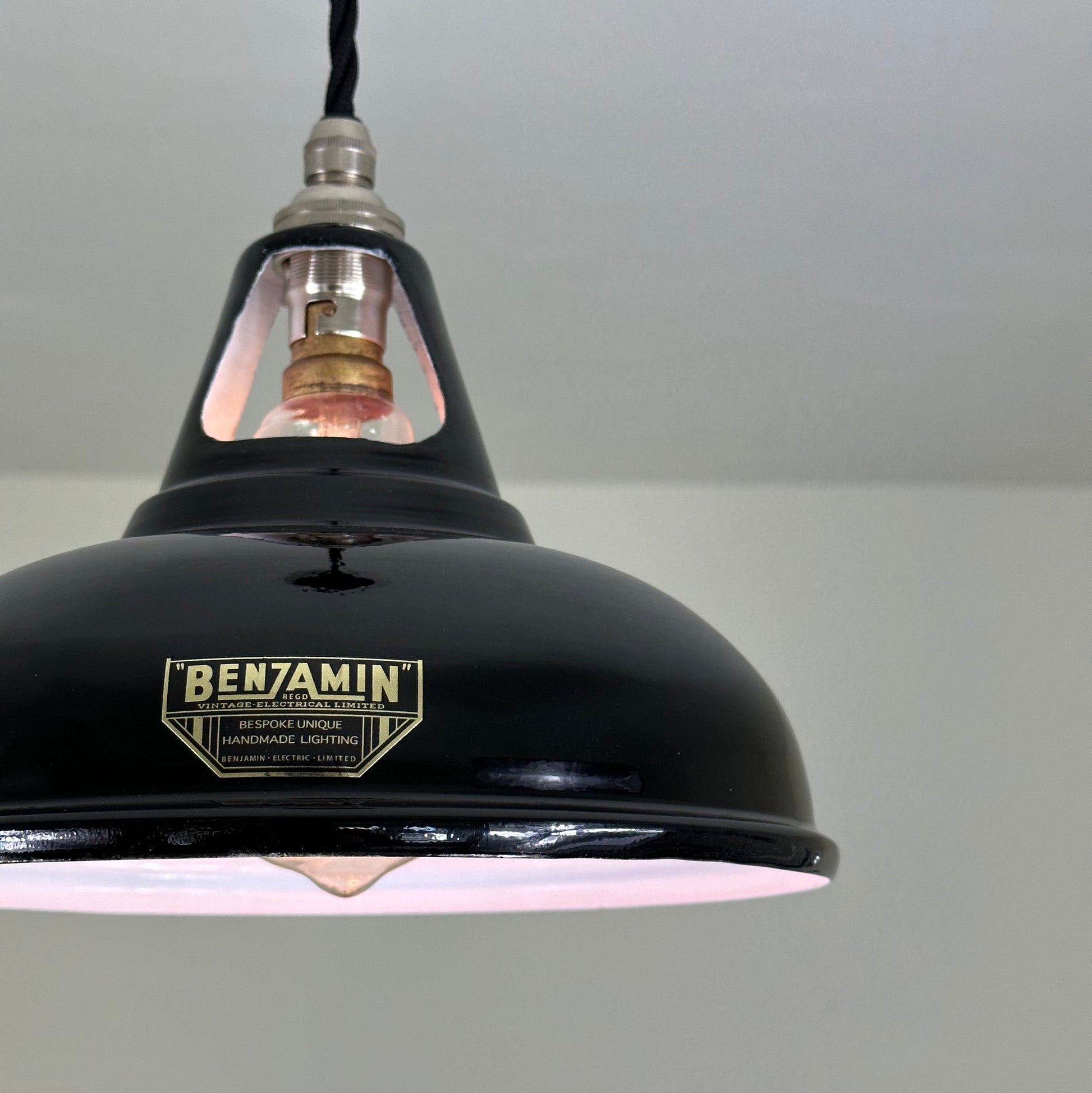Cawston Small ~ Midnight Black Solid Industrial Slotted Design Shade Pendant Light | Ceiling Dining Room | Kitchen Table | Vintage 9 Inch