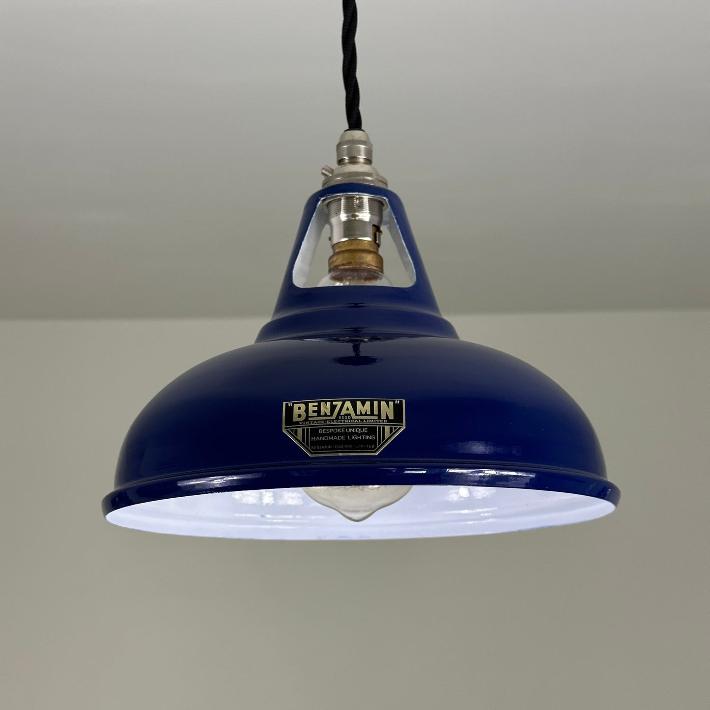 Cawston Small ~ Blue Solid Industrial 1932 Design Shade Pendant Set Light | Ceiling Dining Room | Kitchen Table | Vintage 9 Inch