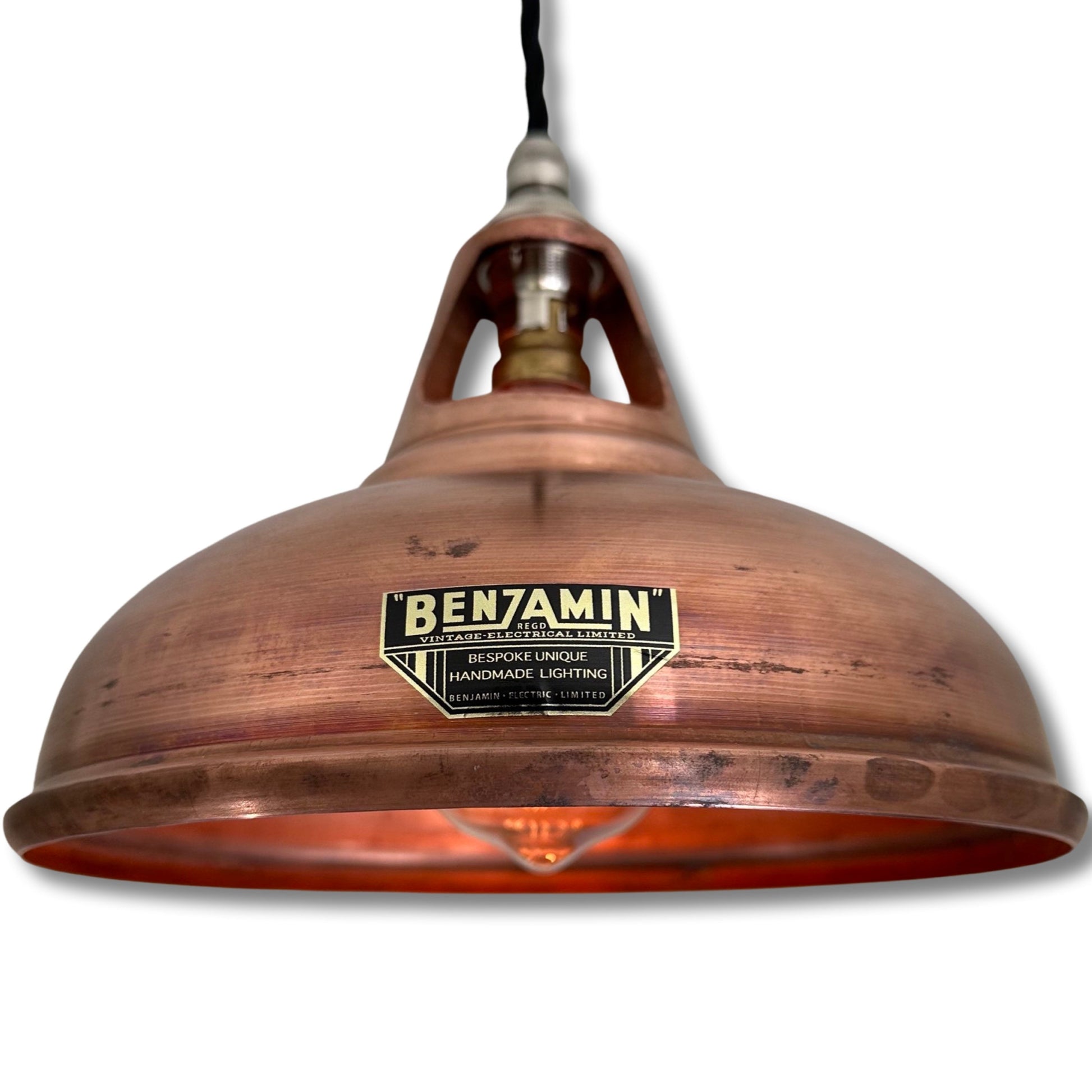 Cawston Small ~ Antique Copper Lampshade Slotted Design Pendant Ceiling Light ~ 9 Inch