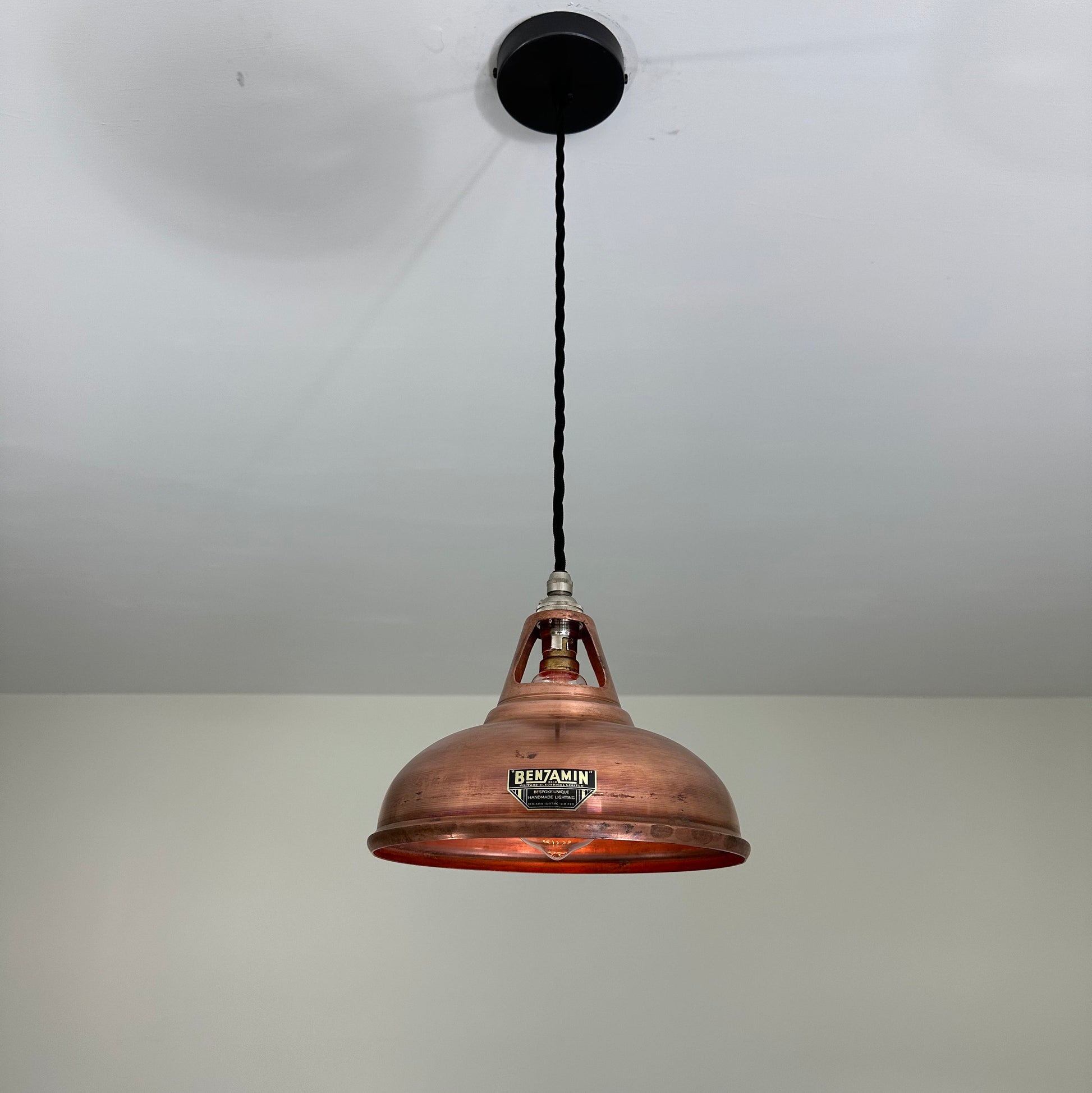 Cawston Small ~ Antique Copper Lampshade Slotted Design Pendant Ceiling Light ~ 9 Inch