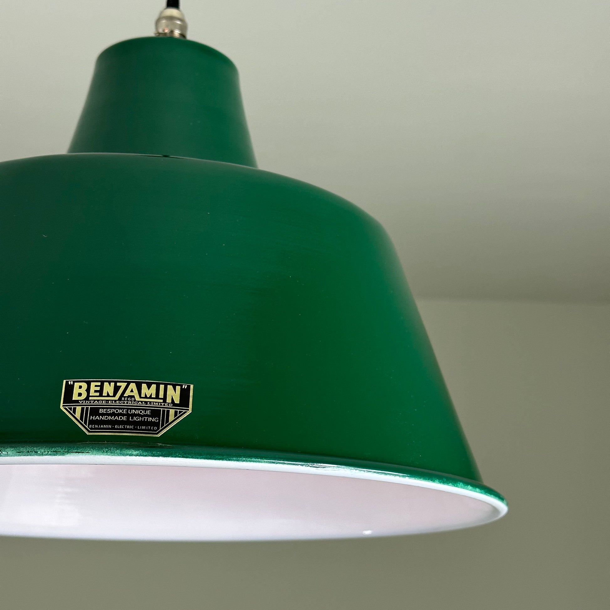 Pentney ~ **Worn** Original Green Industrial factory shade Dome light ceiling | 13.5 Inch | kitchen table vintage lamps pendant wire set