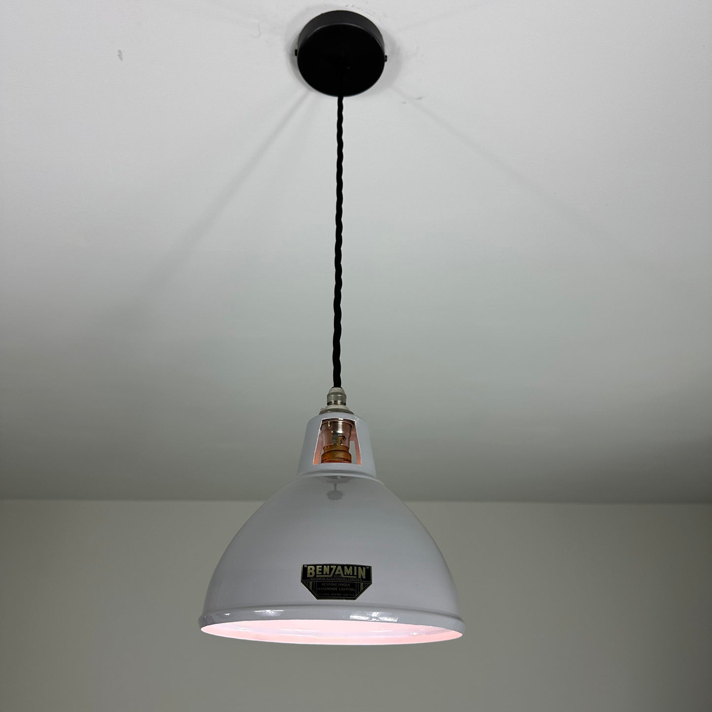 Shropham ~ Small Original Grey Solid Shade Design Pendant Set Light | Ceiling Dining Room | Kitchen Table | Vintage Industrial | 8 Inch