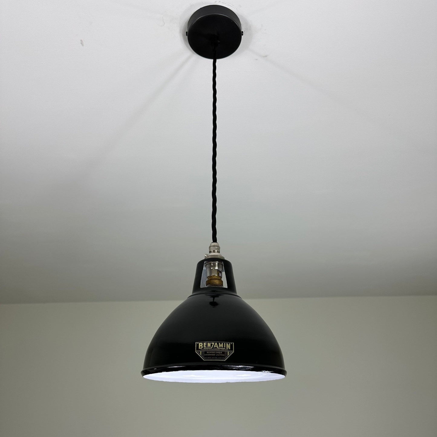 Shropham ~ Small Midnight Black Solid Shade Design Pendant Set Light | Ceiling Dining Room | Kitchen Table | Vintage Industrial | 8 Inch