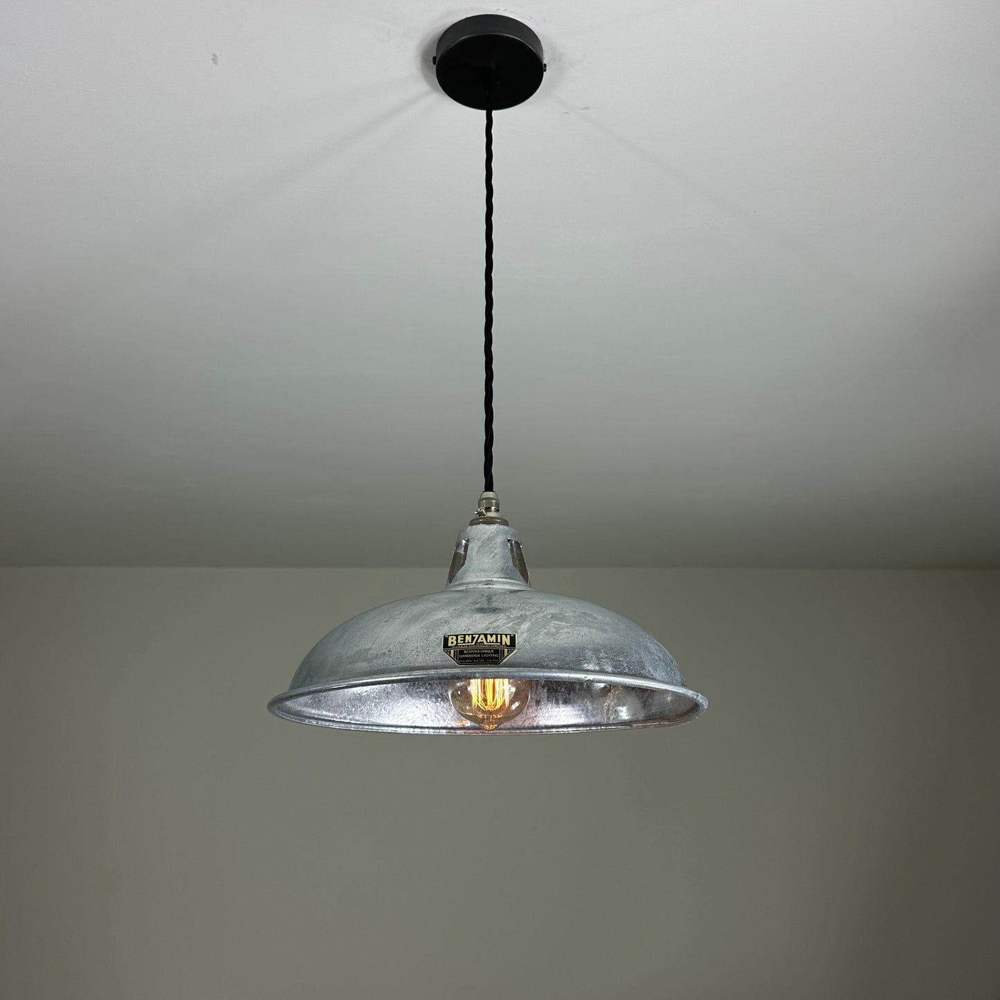 Sedgeford Coolie ~ Galvanised Solid SteeI Industrial Shade Pendant Set Light | Ceiling Dining Room | Kitchen Table | Vintage Filament Bulb