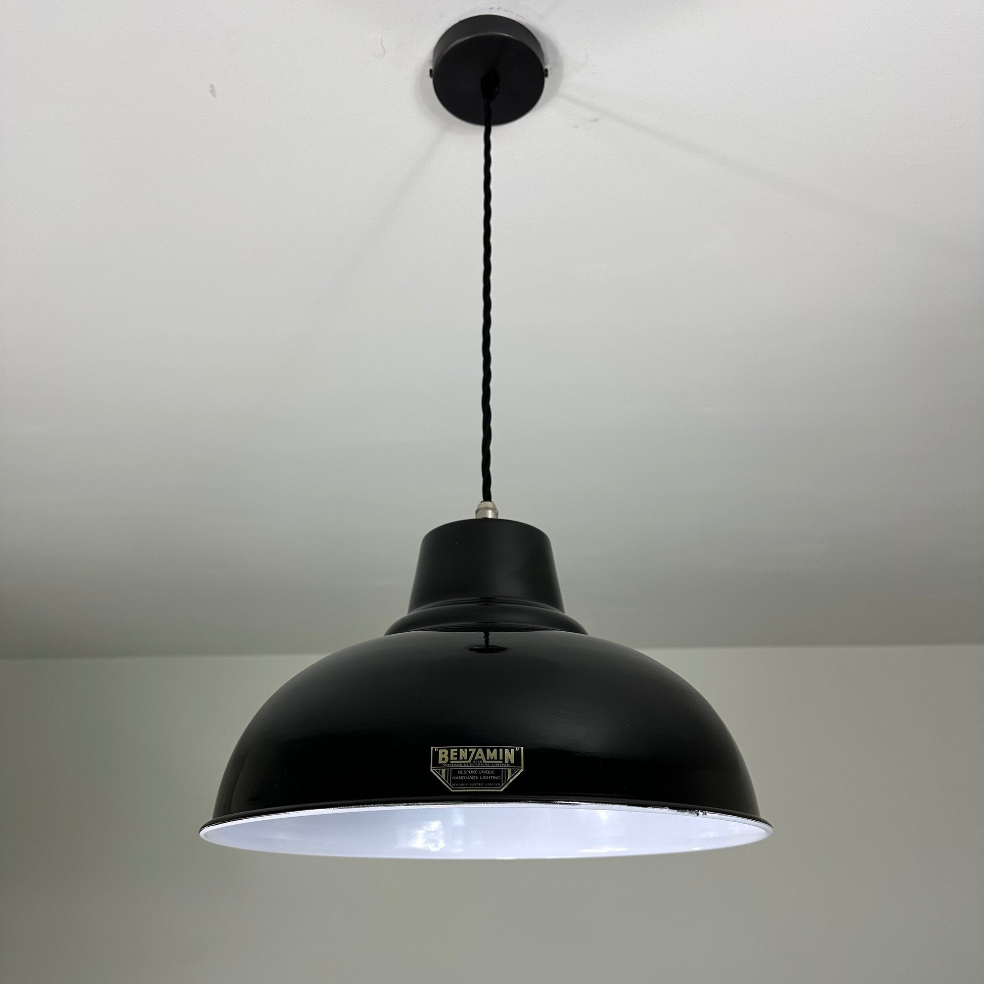 Salthouse XL ~ Midnight Black Industrial factory shade light ceiling dining room kitchen table vintage filament lamps pendant bar 14.5 Inch