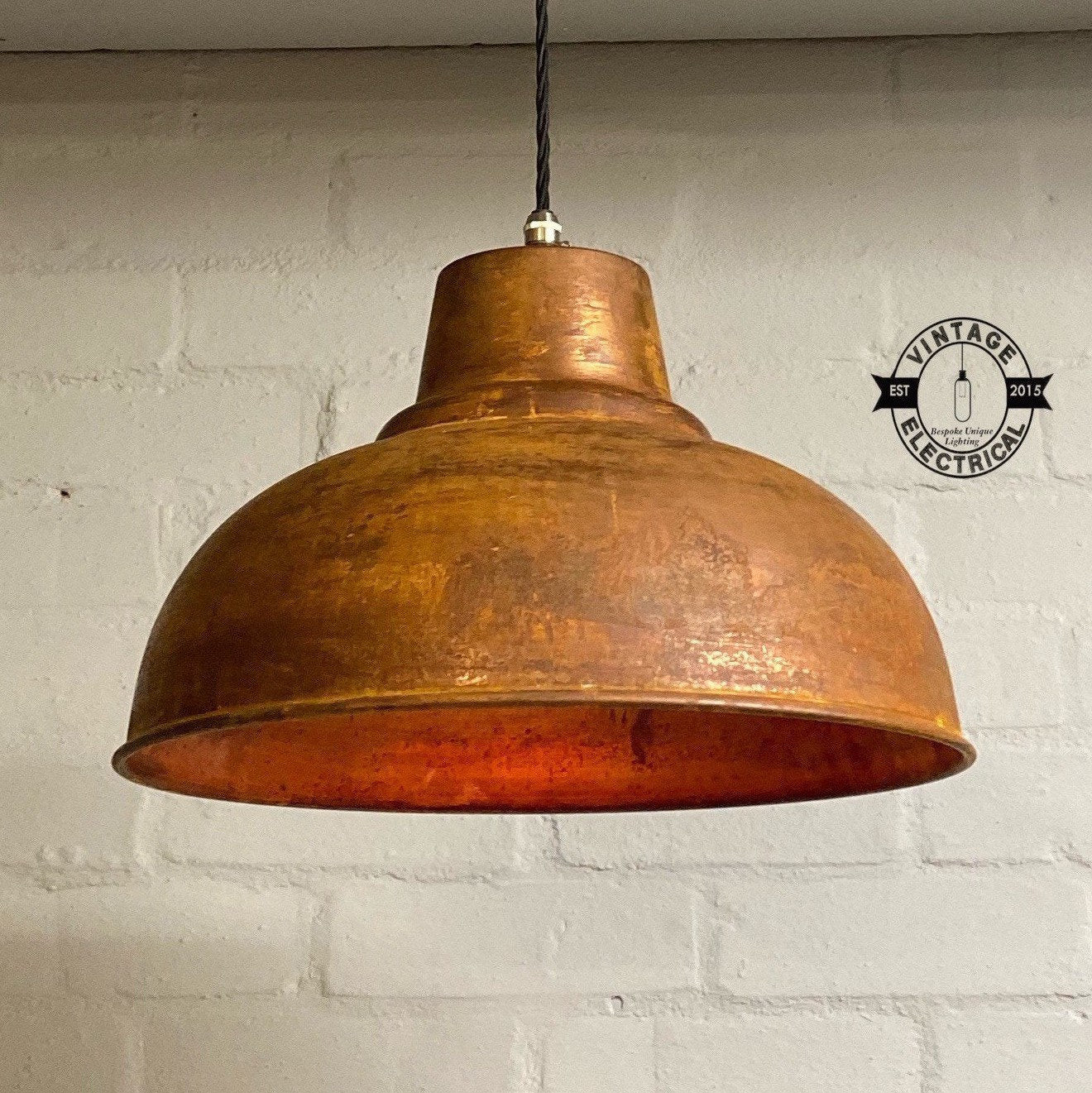 Salthouse XL ~ Rusted Solid Industrial Shade Pendant Set Light | Ceiling Dining Room | Kitchen Table | Vintage Filament Bulb 14.5 Inch