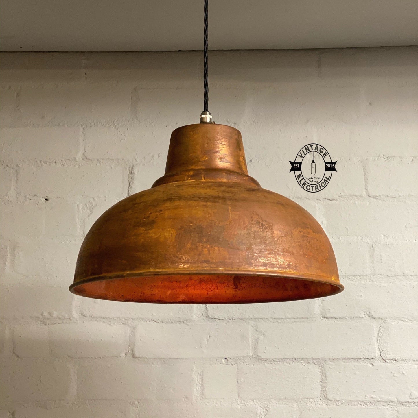 Salthouse XL ~ Rusted Solid Industrial Shade Pendant Set Light | Ceiling Dining Room | Kitchen Table | Vintage Filament Bulb 14.5 Inch