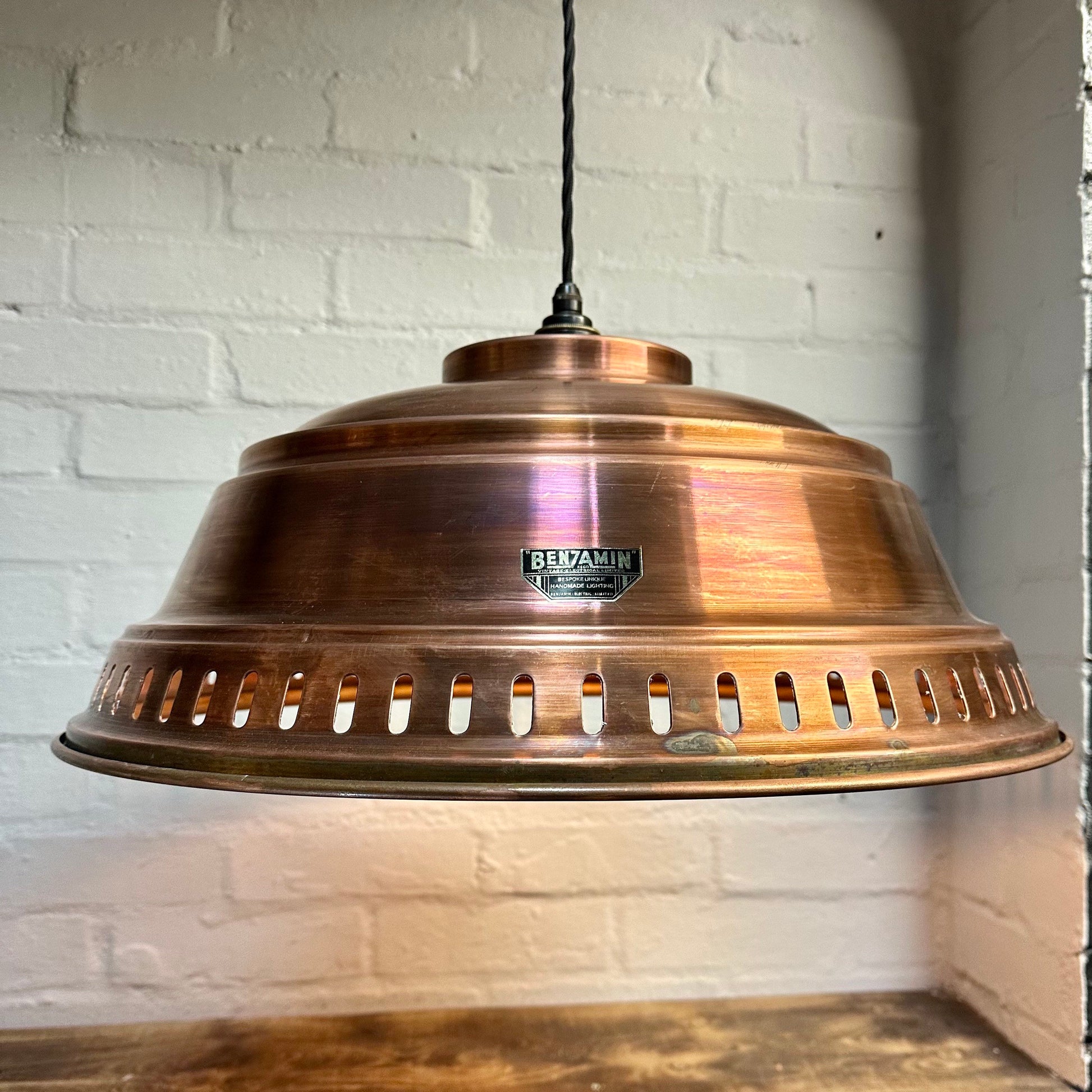 Drayton ~ Antique Copper Industrial factory shade light ceiling dining room kitchen table vintage edison filament lamps pendant 20 Inch