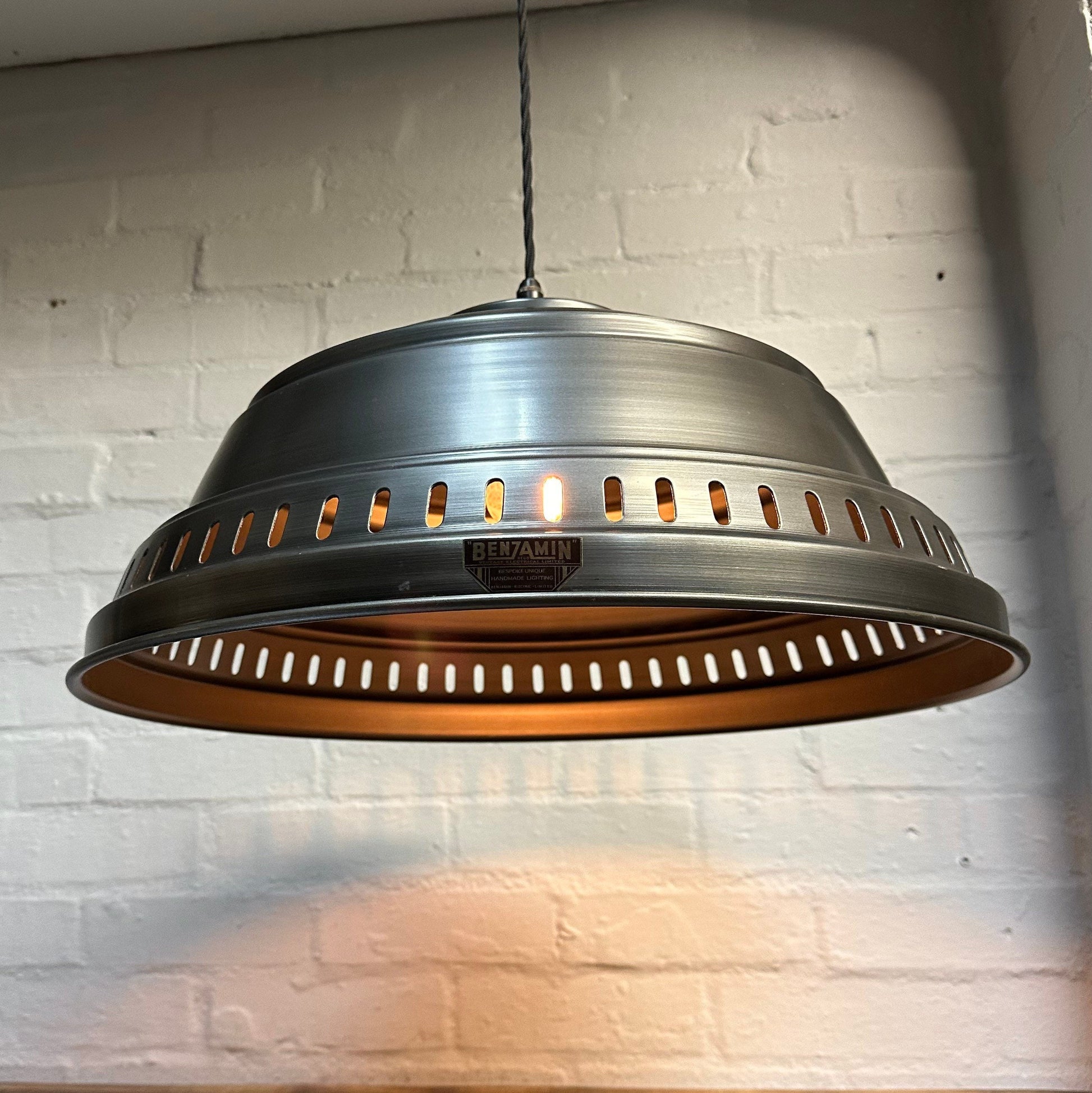 Drayton ~ Pewter Industrial factory shade light ceiling dining room kitchen table vintage edison filament lamps pendant 20 Inch