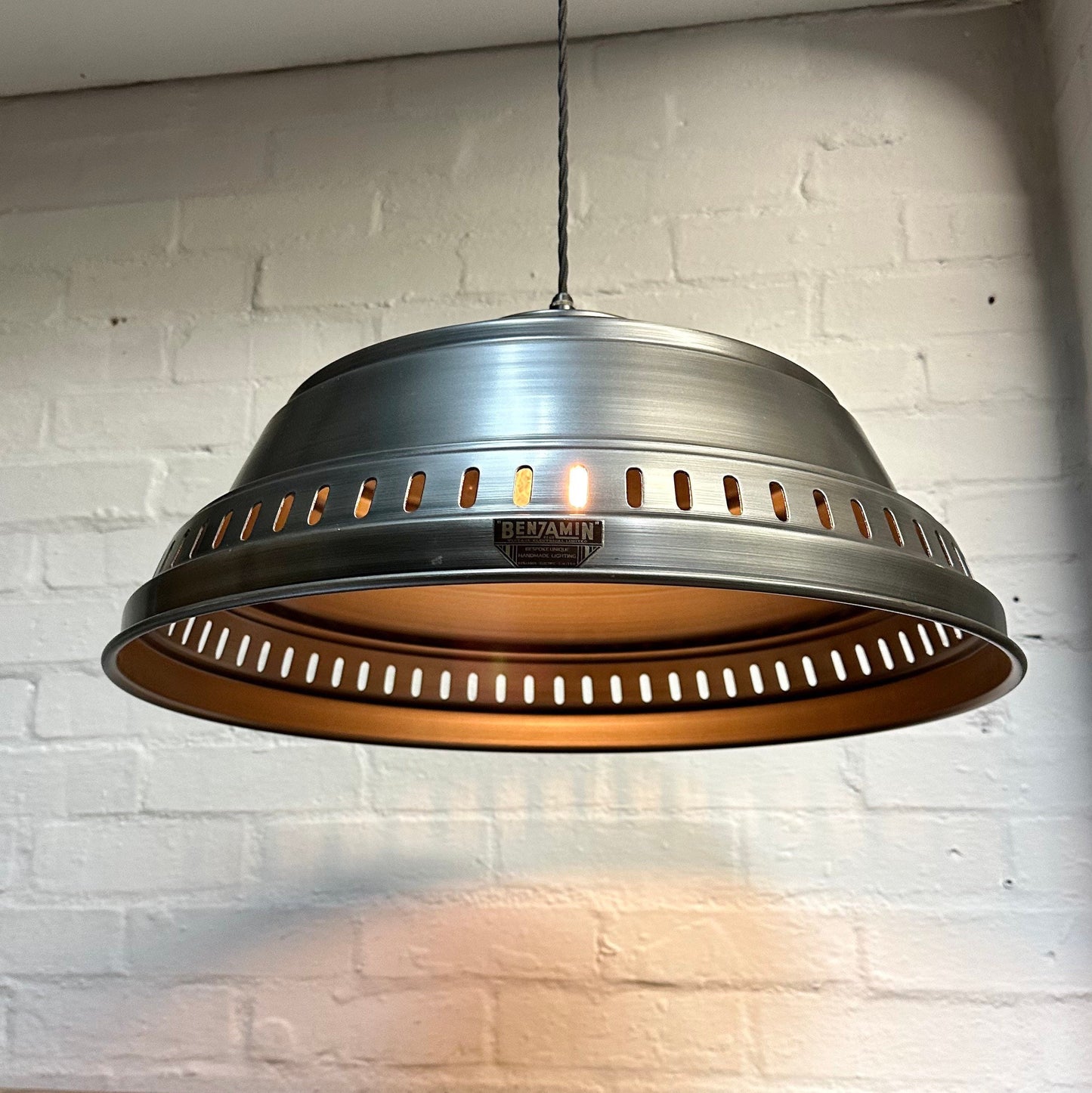 Drayton ~ Pewter Industrial factory shade light ceiling dining room kitchen table vintage edison filament lamps pendant 20 Inch