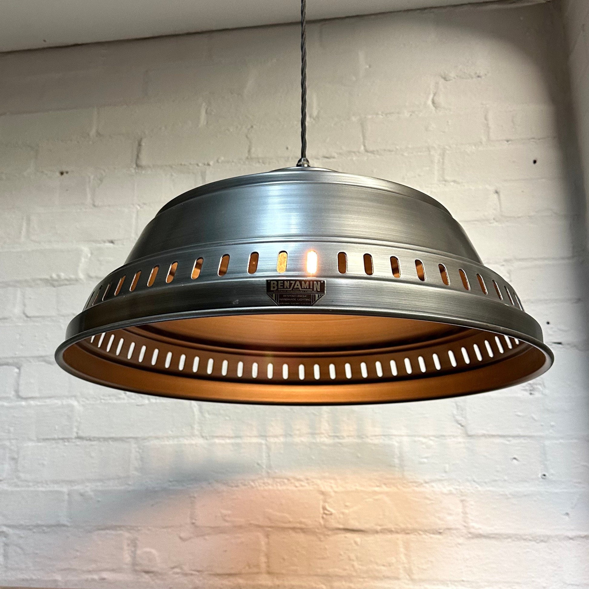Drayton ~ Pewter Industrial factory shade light ceiling dining room kitchen table vintage edison filament lamps pendant 20 Inch