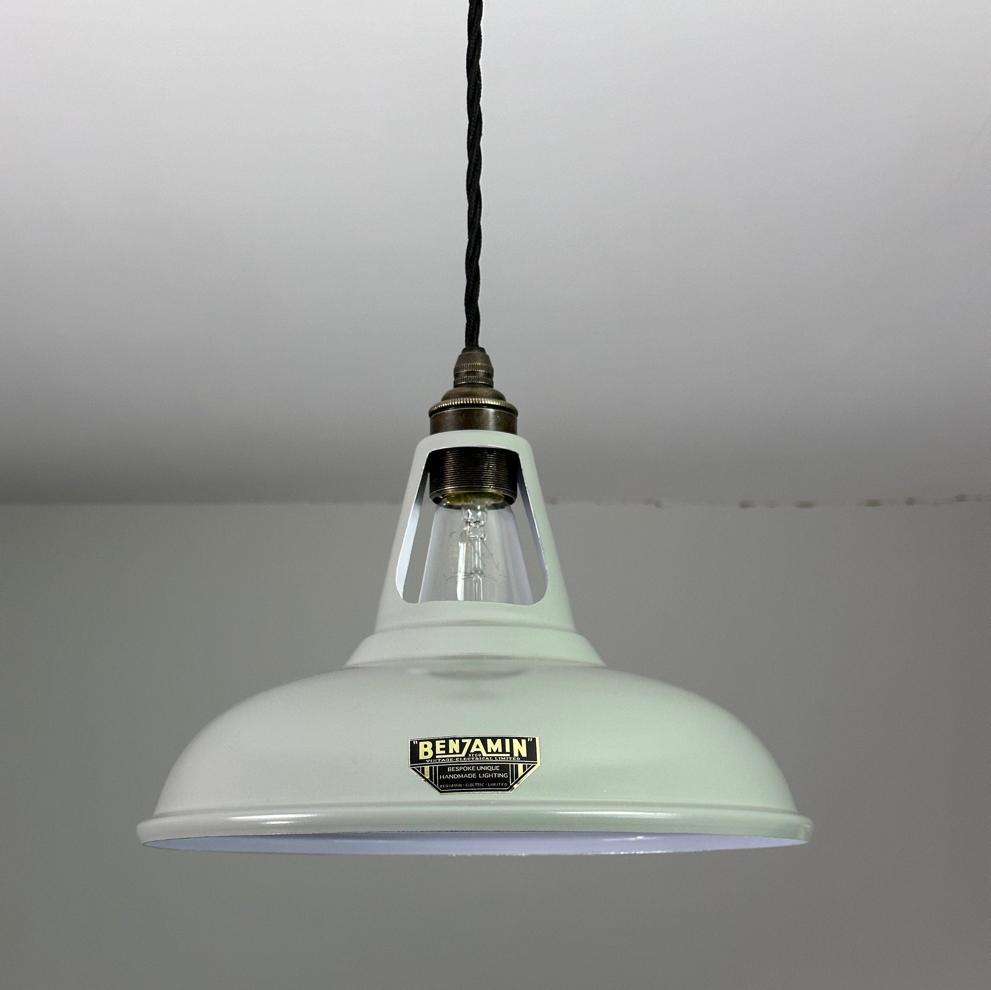 Cawston ~ Grey Solid Shade Slotted DesignPendant Set Light | Ceiling Dining Room | Kitchen Table | Vintage Filament Bulb 11 Inch