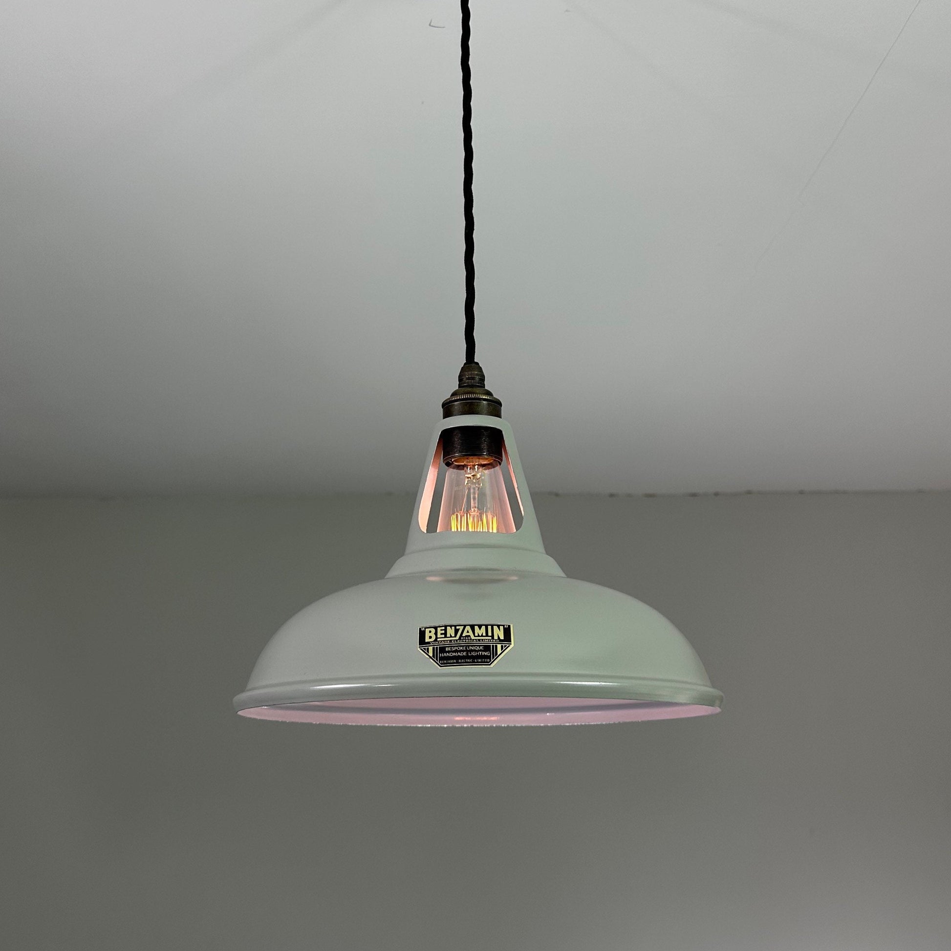 Cawston ~ Grey Solid Shade Slotted DesignPendant Set Light | Ceiling Dining Room | Kitchen Table | Vintage Filament Bulb 11 Inch