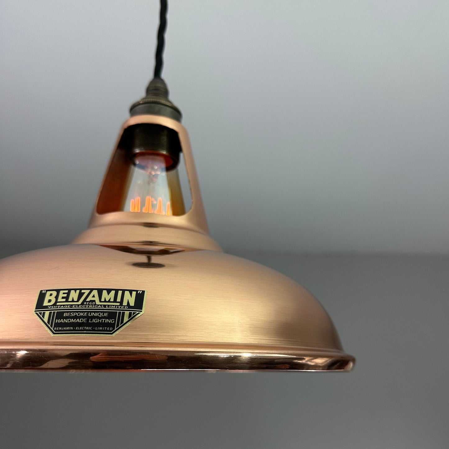 Cawston ~ Genuine Solid Copper Shade Slotted Design Pendant Set Light | Dining Room Ceiling Kitchen Table | Vintage Industrial | 11 Inch