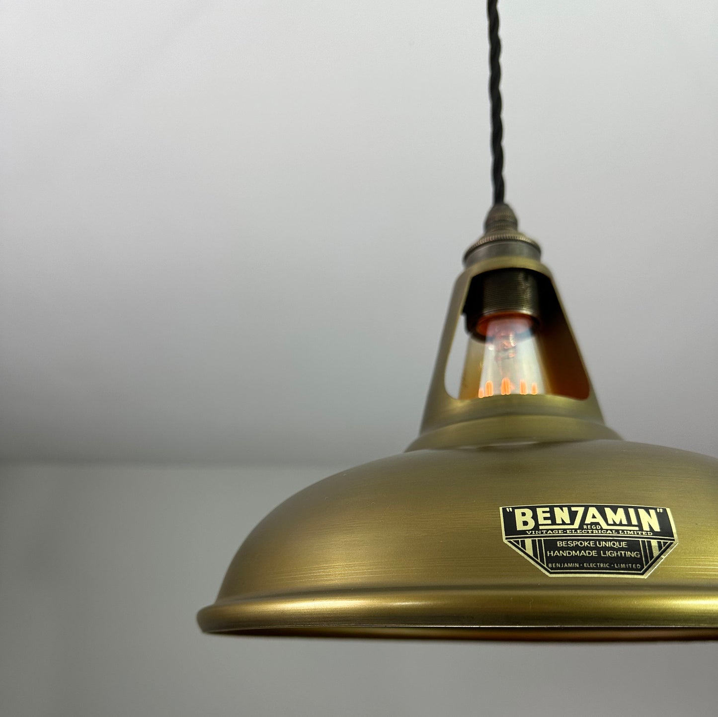 Cawston ~ Antique Brass Shade Original 1932 Design Pendant Set Light | Ceiling Dining Room | Kitchen Table | Vintage Industrial 11 Inch