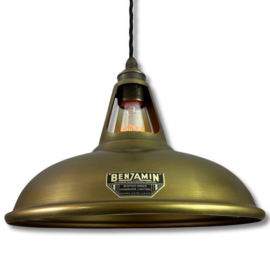 Cawston ~ Antique Brass Lampshade Pendant Ceiling Light ~ 11 Inch