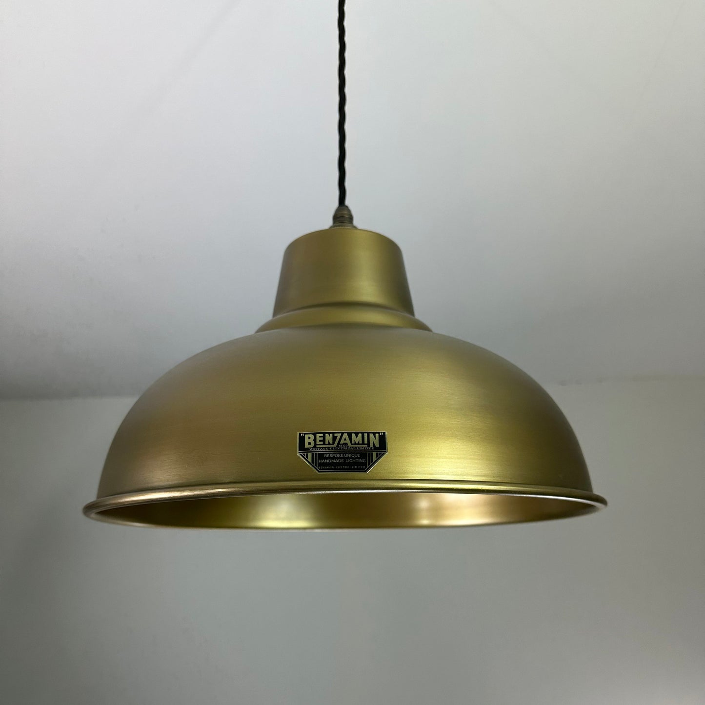 Salthouse XL ~ Antique Brass Dome Lampshade Pendant Ceiling Light ~ 14.5 Inch