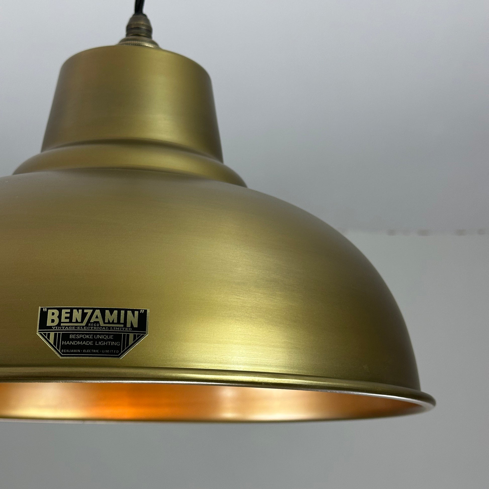 Salthouse XL ~ Antique Brass Dome Lampshade Pendant Ceiling Light ~ 14.5 Inch