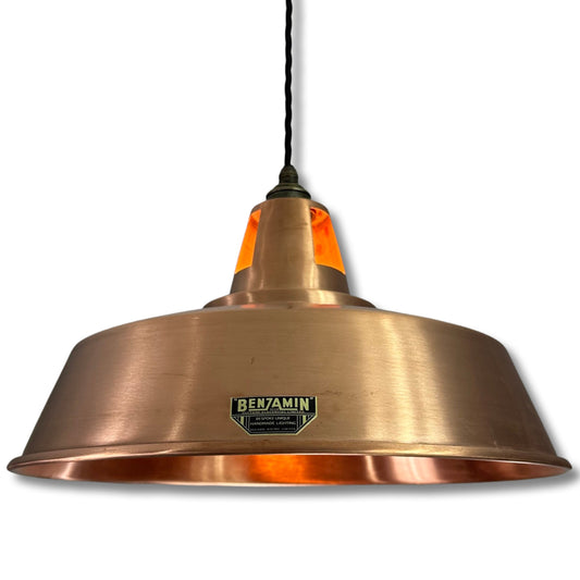 Wolferton XL ~ Copper Shade 1942 Design Pendant Set Light | Industrial Factory ceiling dining room kitchen vintage bulb | 15.5 Inch