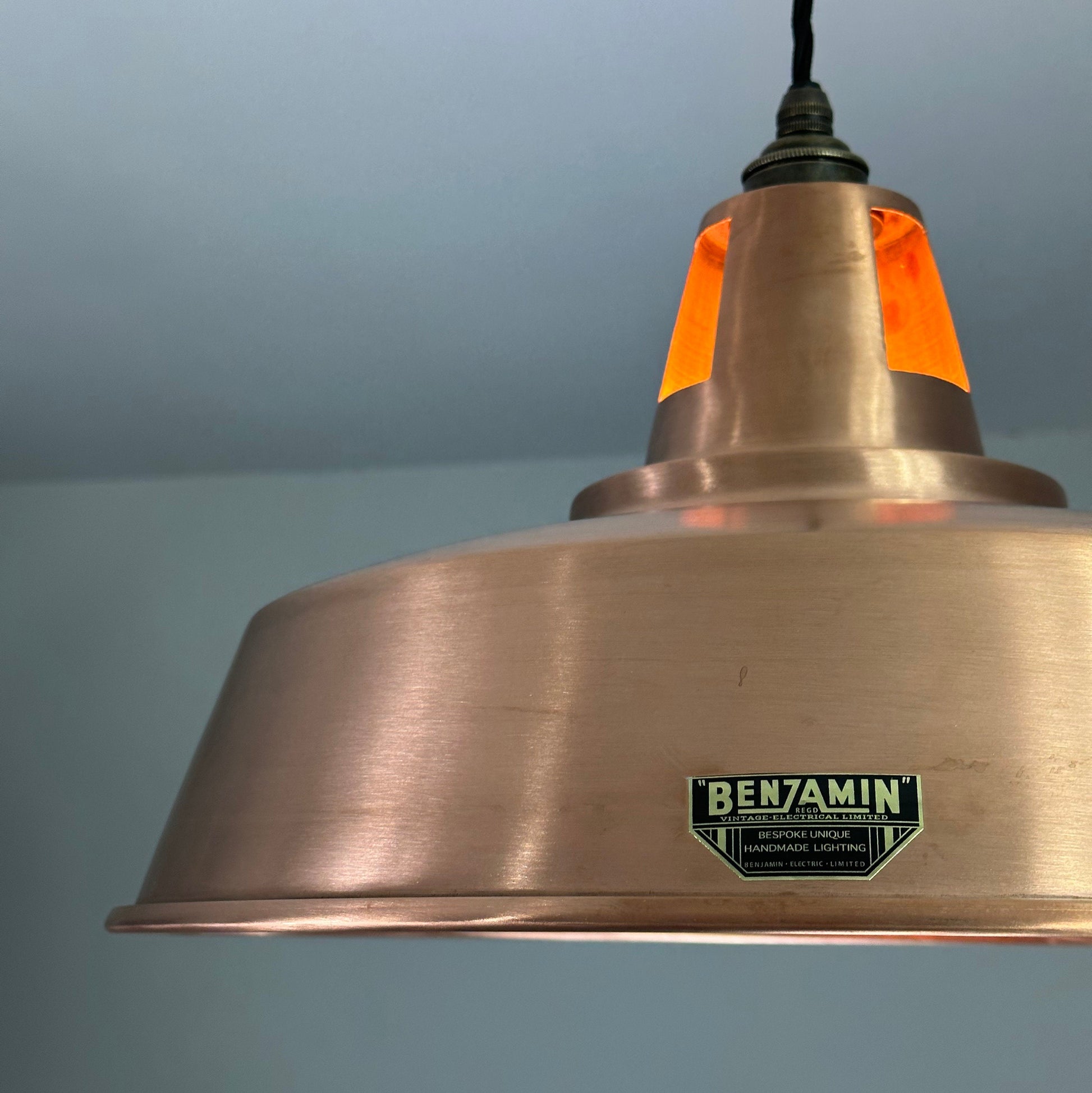Wolferton XL ~ Copper Shade 1942 Design Pendant Set Light | Industrial Factory ceiling dining room kitchen vintage bulb | 15.5 Inch