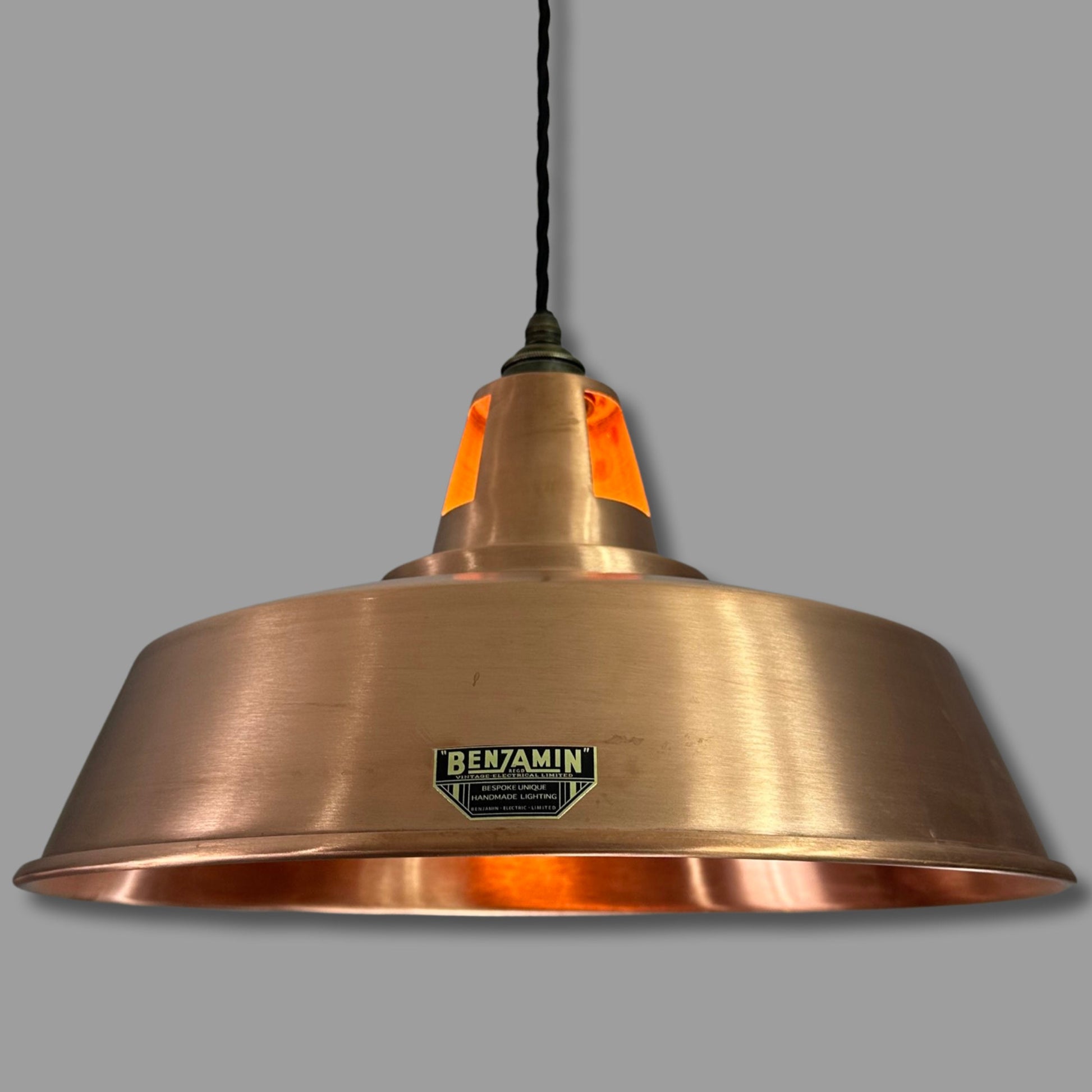 Wolferton XL ~ Copper Shade 1942 Design Pendant Set Light | Industrial Factory ceiling dining room kitchen vintage bulb | 15.5 Inch