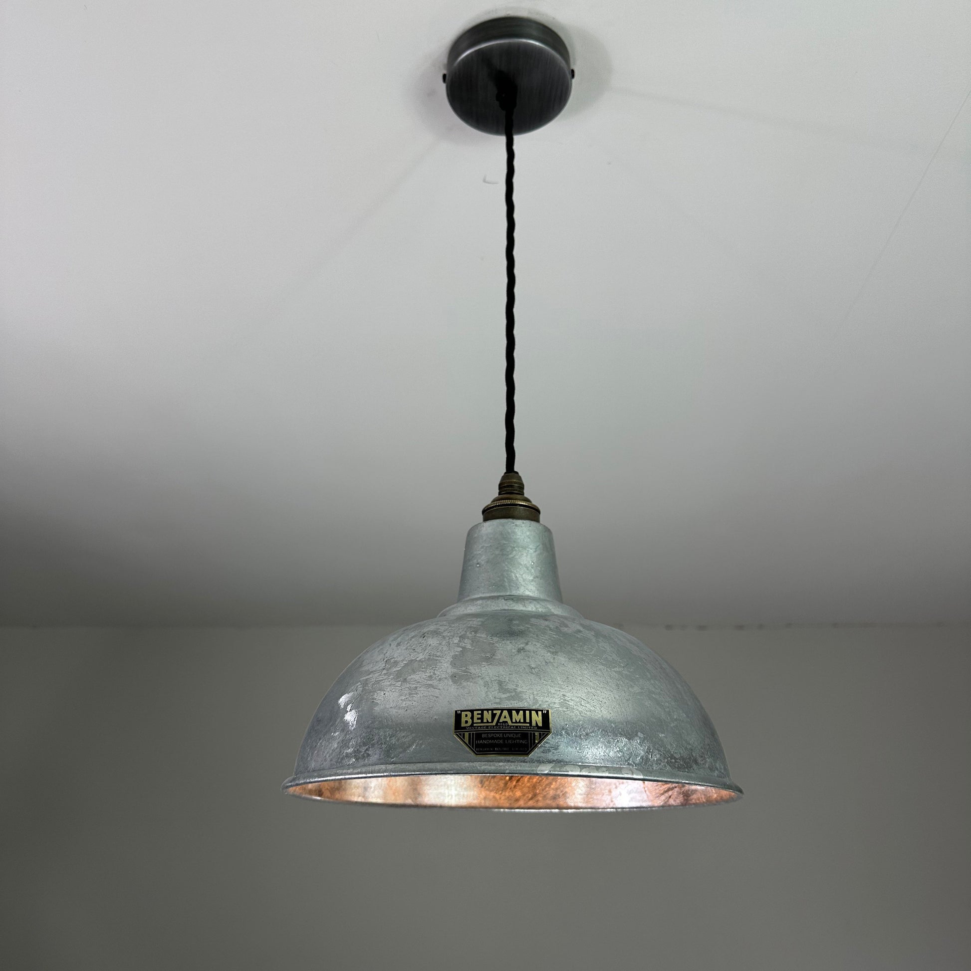 Salthouse ~ Galvanised Solid Steel Industrial Shade Pendant Set Light | Ceiling Dining Room | Kitchen Table | Vintage Filament Bulb 10 Inch