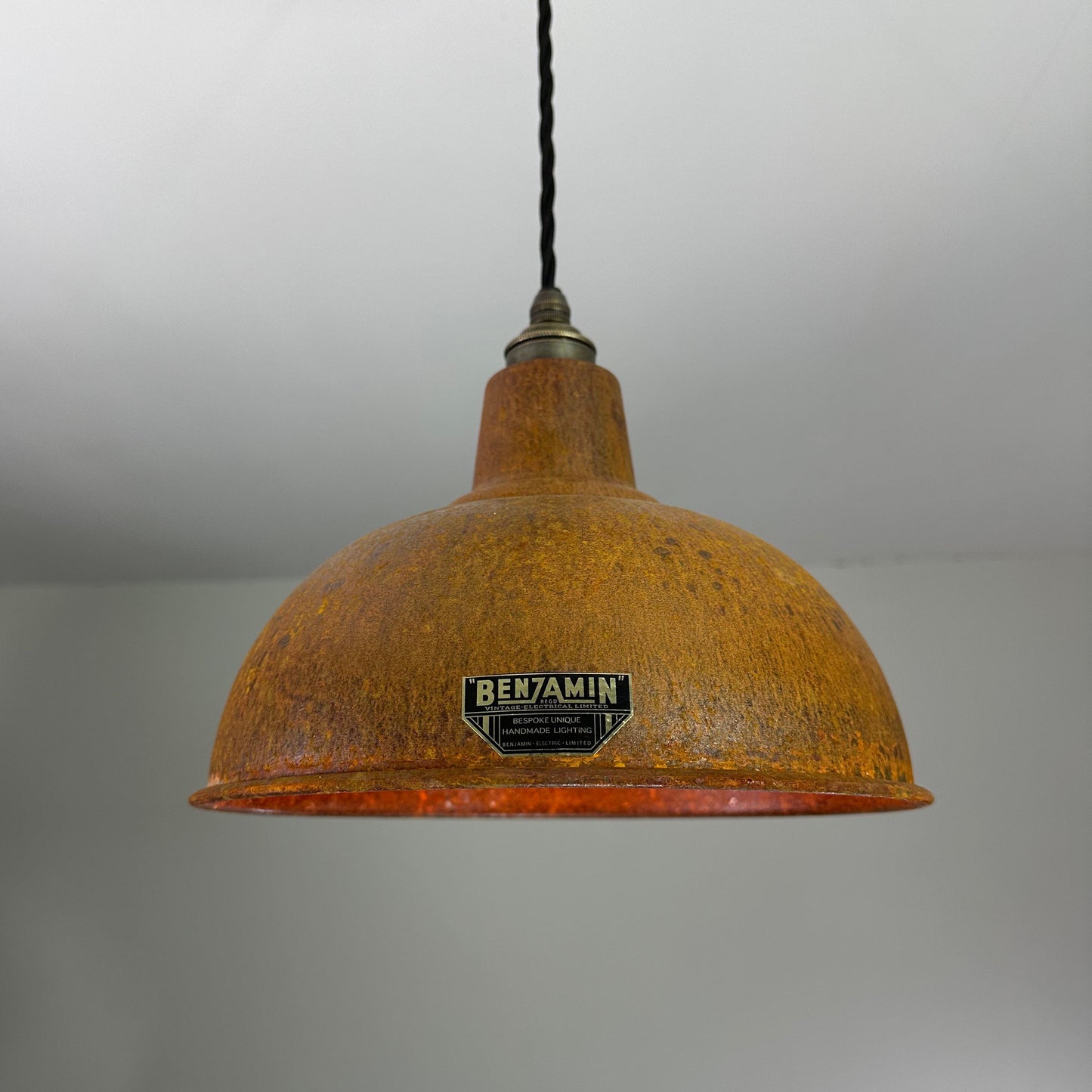 Salthouse ~ Solid Rusted Industrial Steel Shade Pendant Set Light | Ceiling Dining Room | Kitchen Table | Vintage Filament Bulb 10 Inch