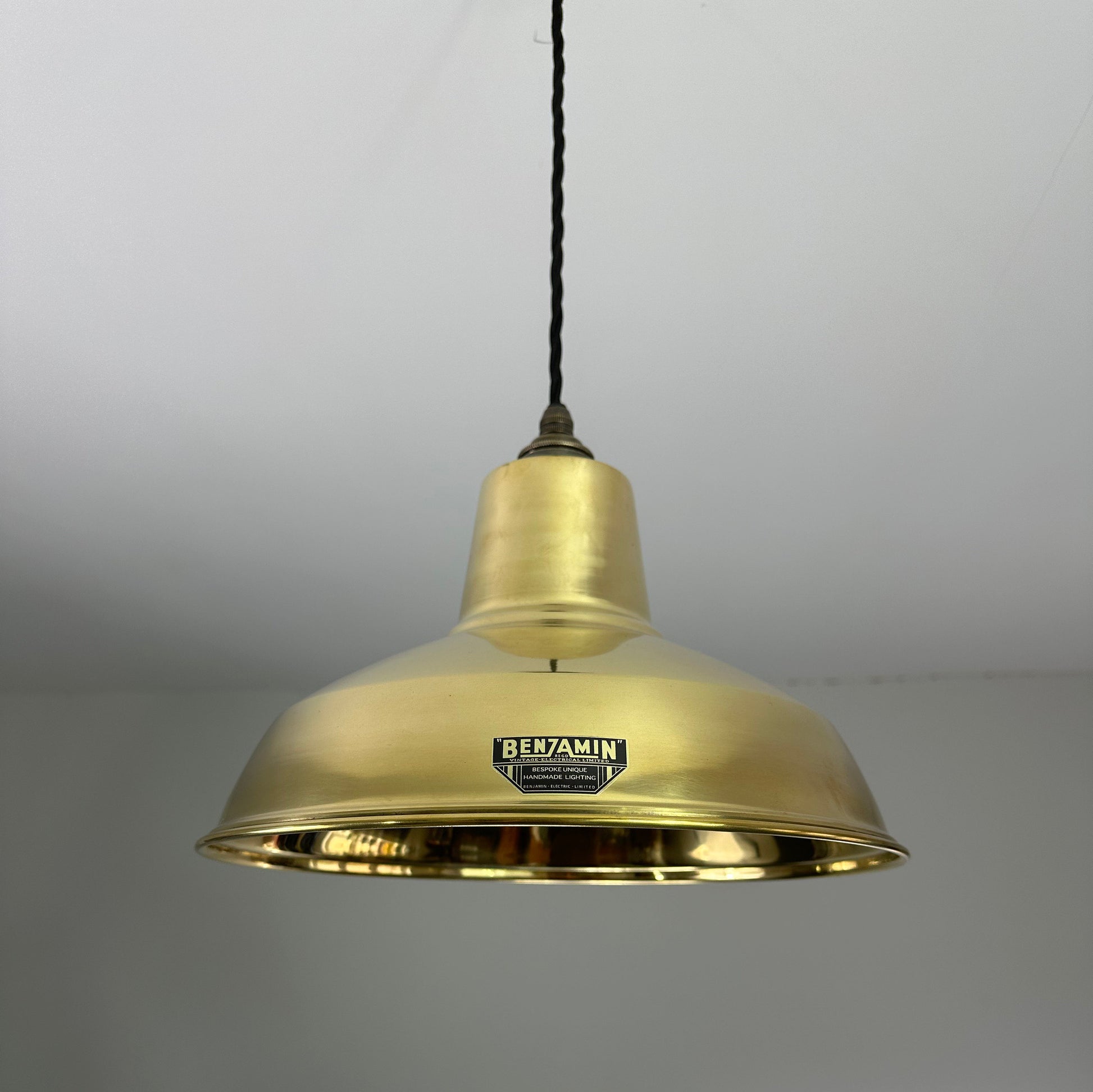 Filby ~ Genuine Solid Brass Reflector Shade Pendant Set Light ~ 12.5 Inch