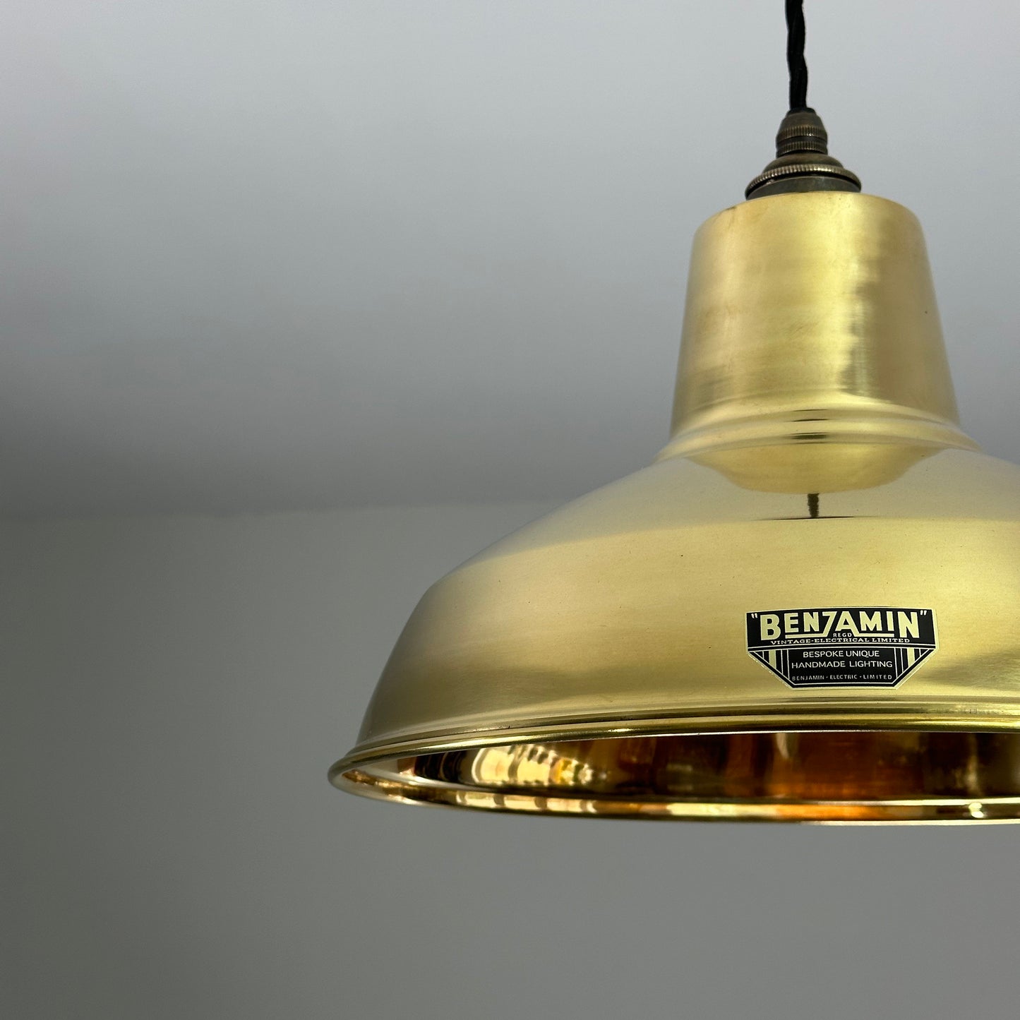 Filby ~ Genuine Solid Brass Reflector Shade Pendant Set Light ~ 12.5 Inch