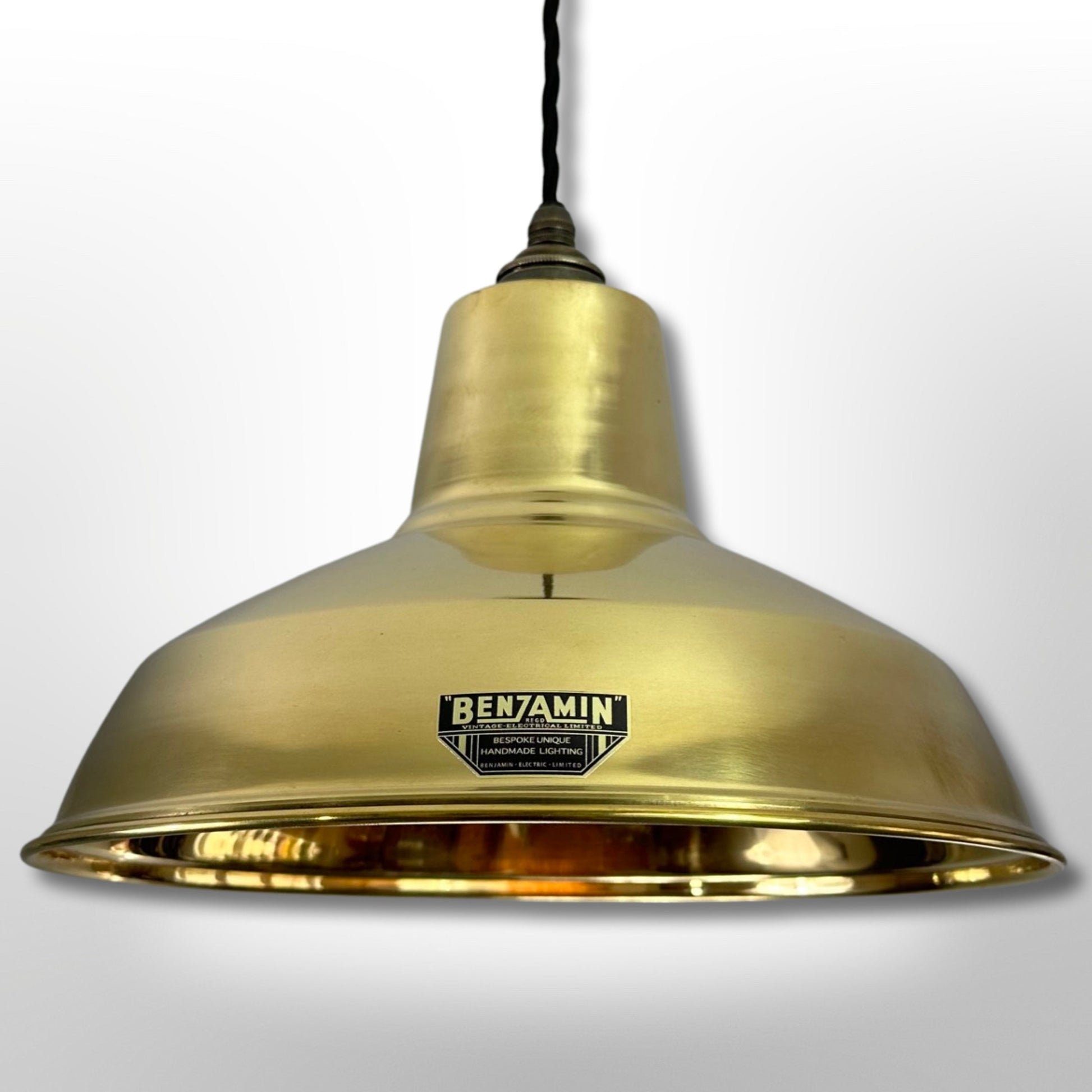Filby ~ Genuine Solid Brass Reflector Shade Pendant Set Light ~ 12.5 Inch