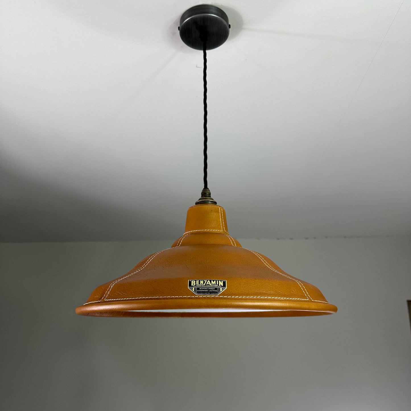 Bawsey ~ Genuine Leather Lampshade Pendant Ceiling Light ~ 16 Inch