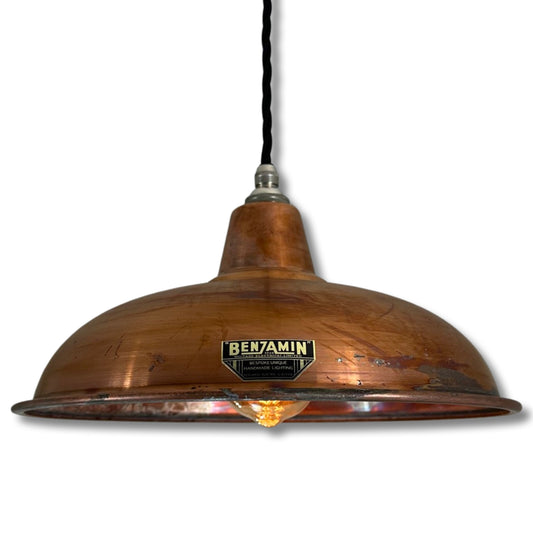 Sedgeford ~ **Worn** Antique Copper Lampshade Pendant Ceiling Light ~ 12 Inch
