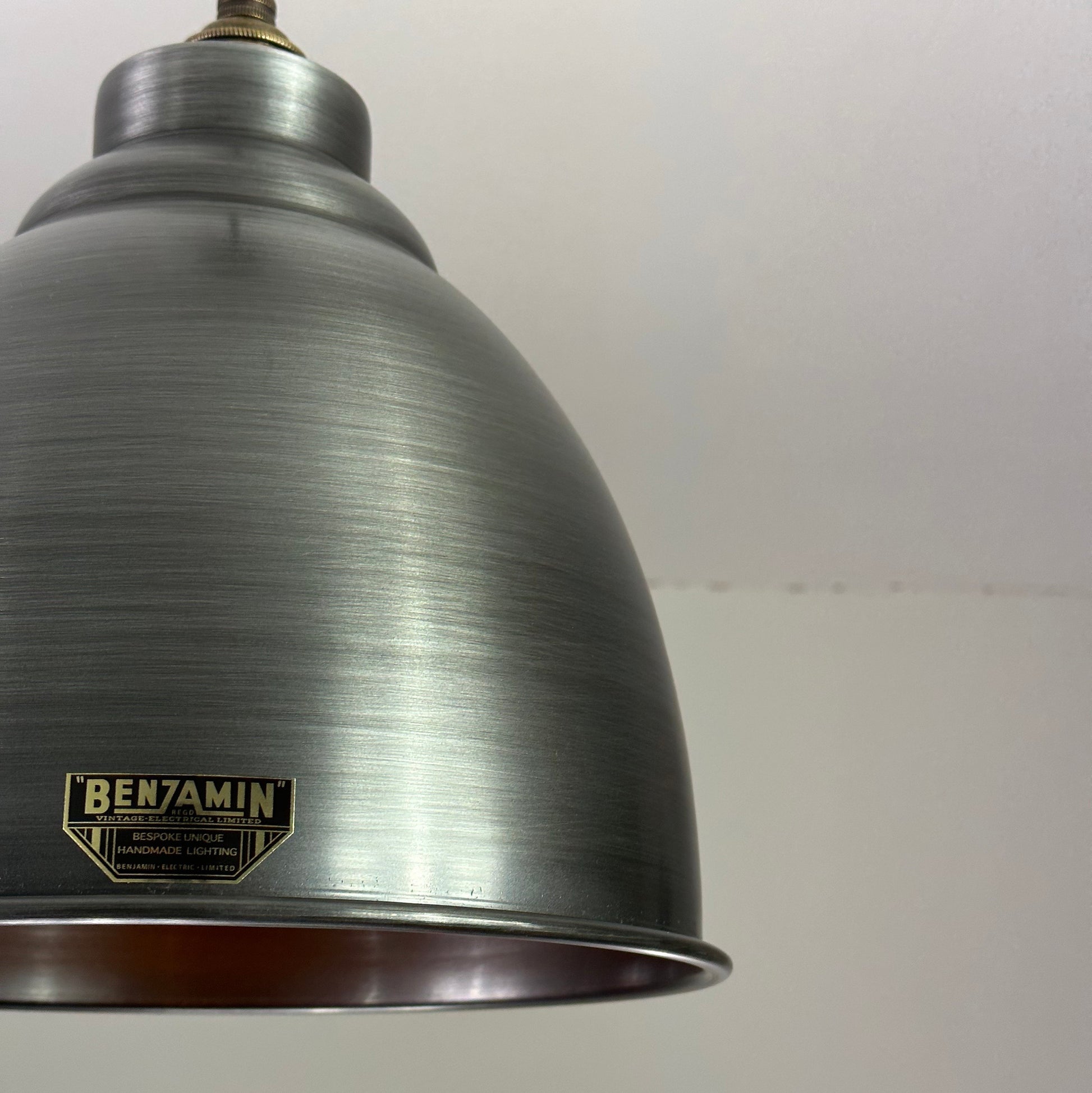 Brooke ~ Pewter Industrial Shade Pendant Set Light | Ceiling Dining Room | Kitchen Table | Vintage 1 x Edison Filament Bulb 11 Inch