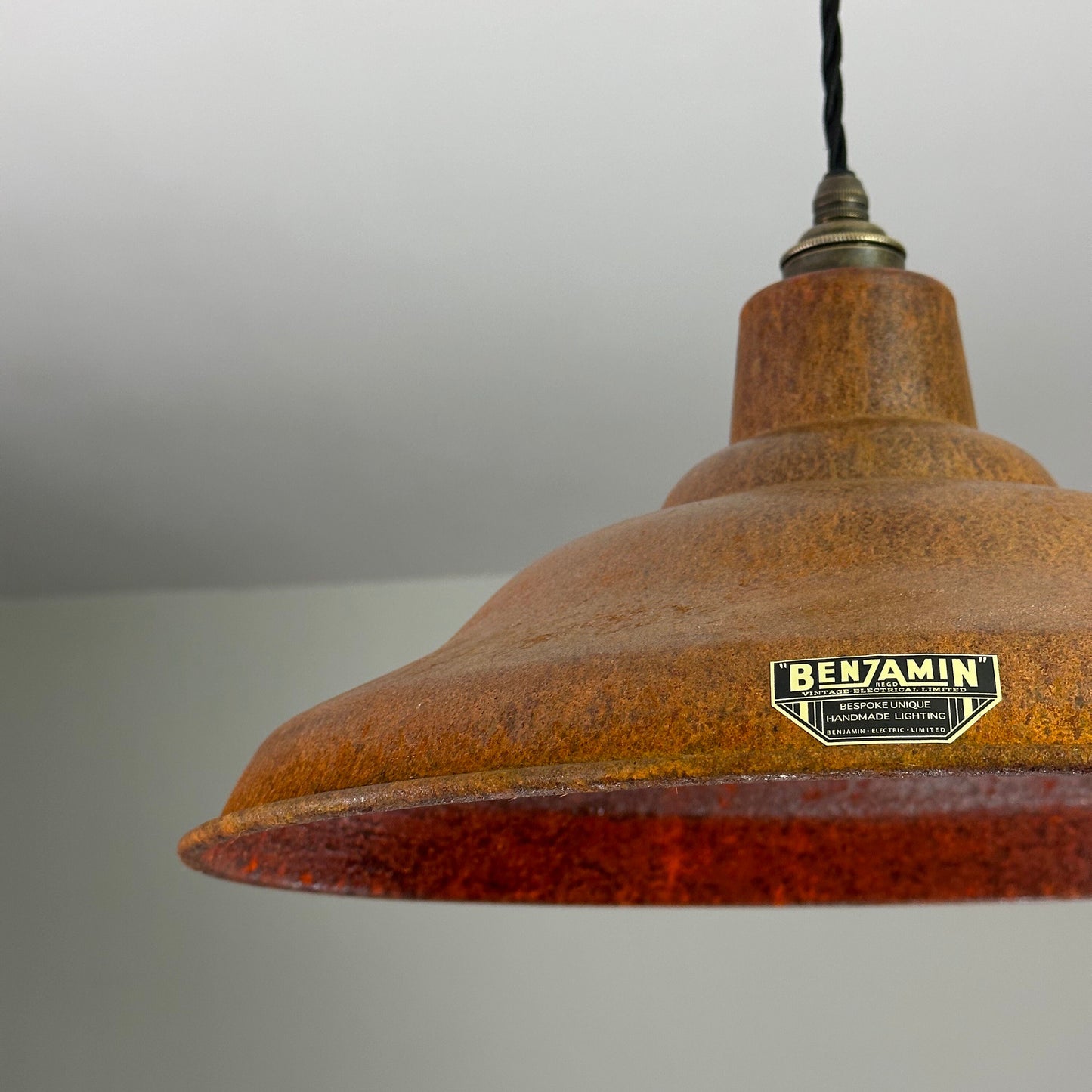 Bawsey ~ Rusted Solid Steel Lampshade Pendant Ceiling Light ~ 16 Inch