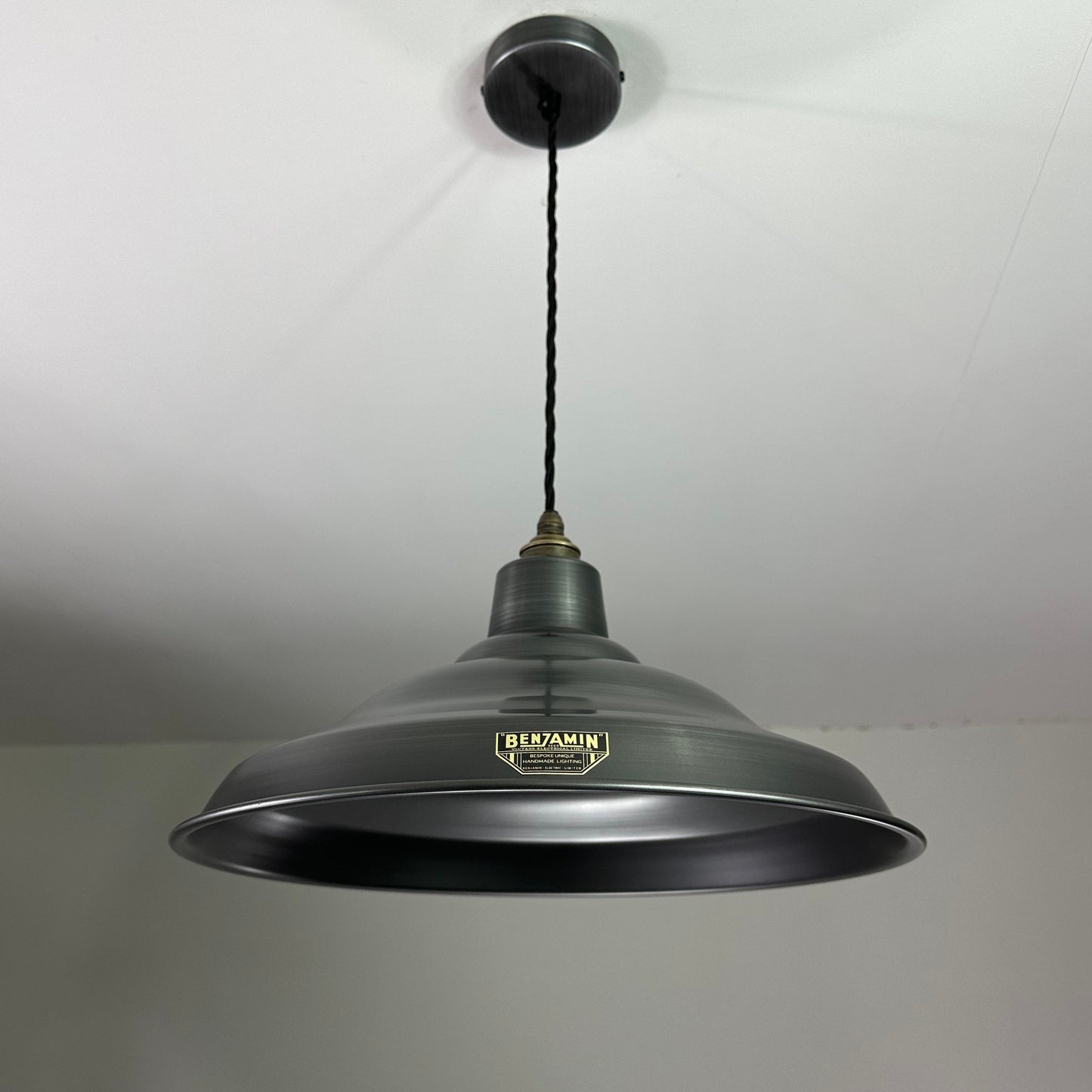 Bawsey ~ Pewter Industrial factory shade light ceiling dining room kitchen table vintage edison filament lamps pendant 16 Inch