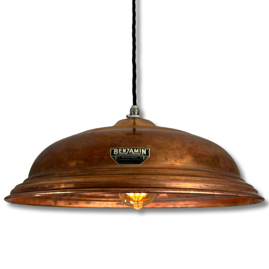 Brancaster ~ Antique Copper Industrial Shade Light | Ceiling Dining Room | Kitchen Table | Vintage