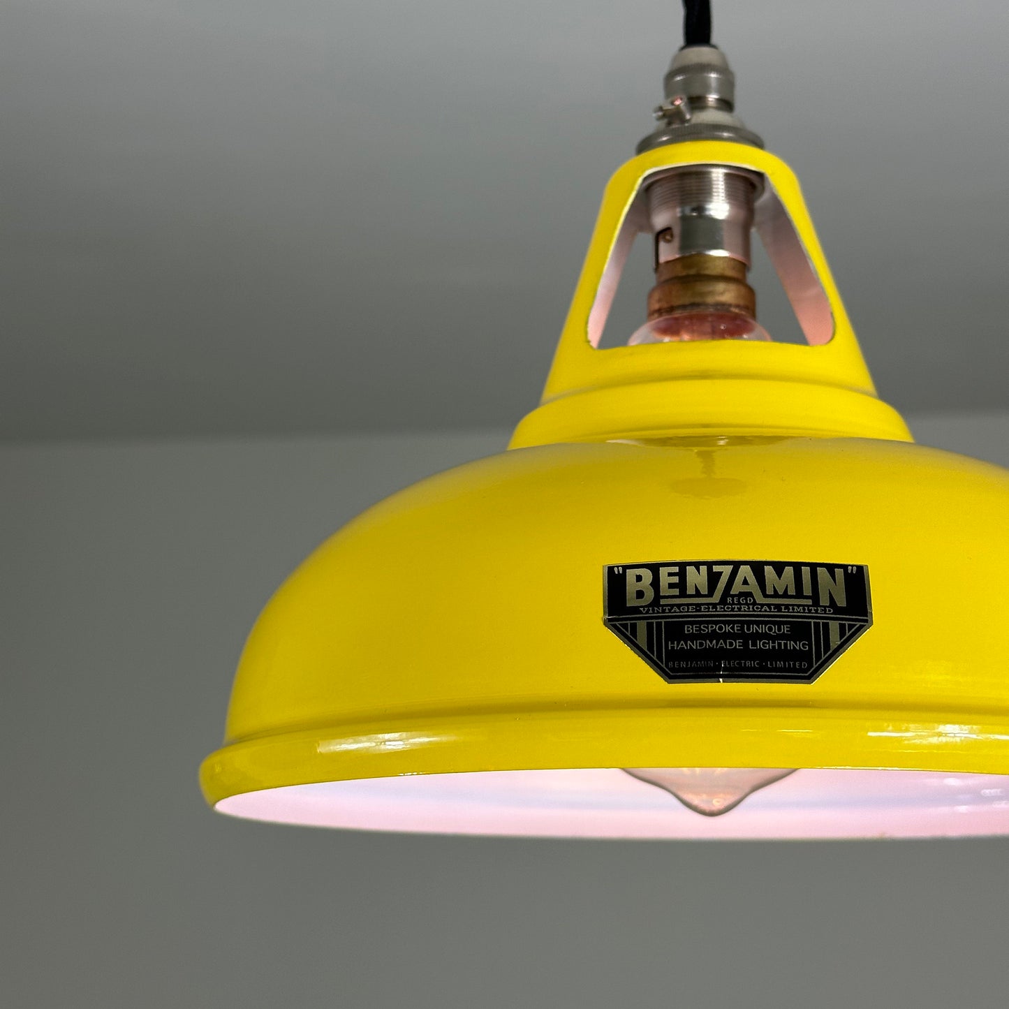 Cawston Small ~ Yellow Solid Industrial 1932 Design Shade Pendant Set Light | Ceiling Dining Room | Kitchen Table | Vintage 9 Inch